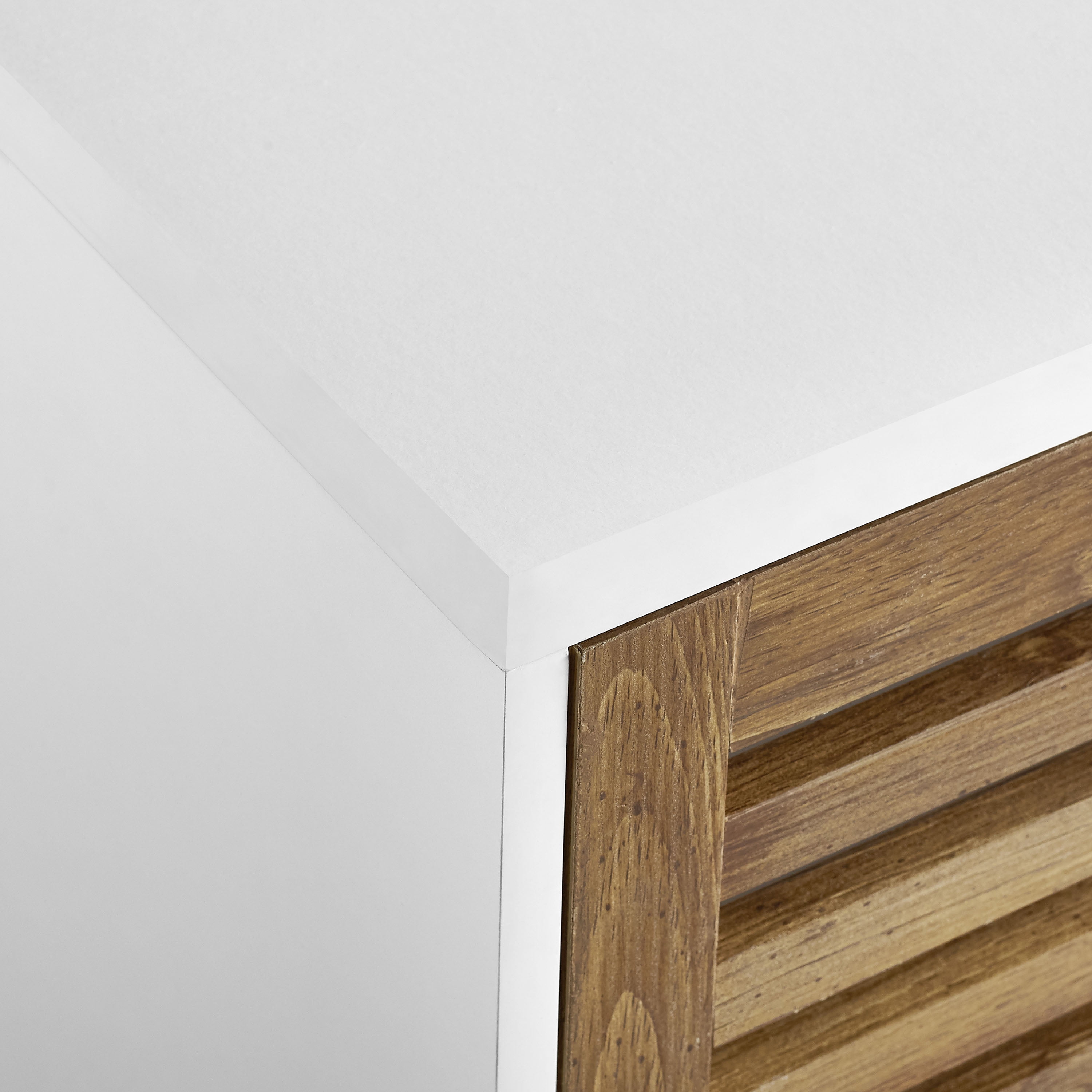 Desert Fields Mid Century Modern TV Stand for TVs up to 58", White/Barnwood - Image 3