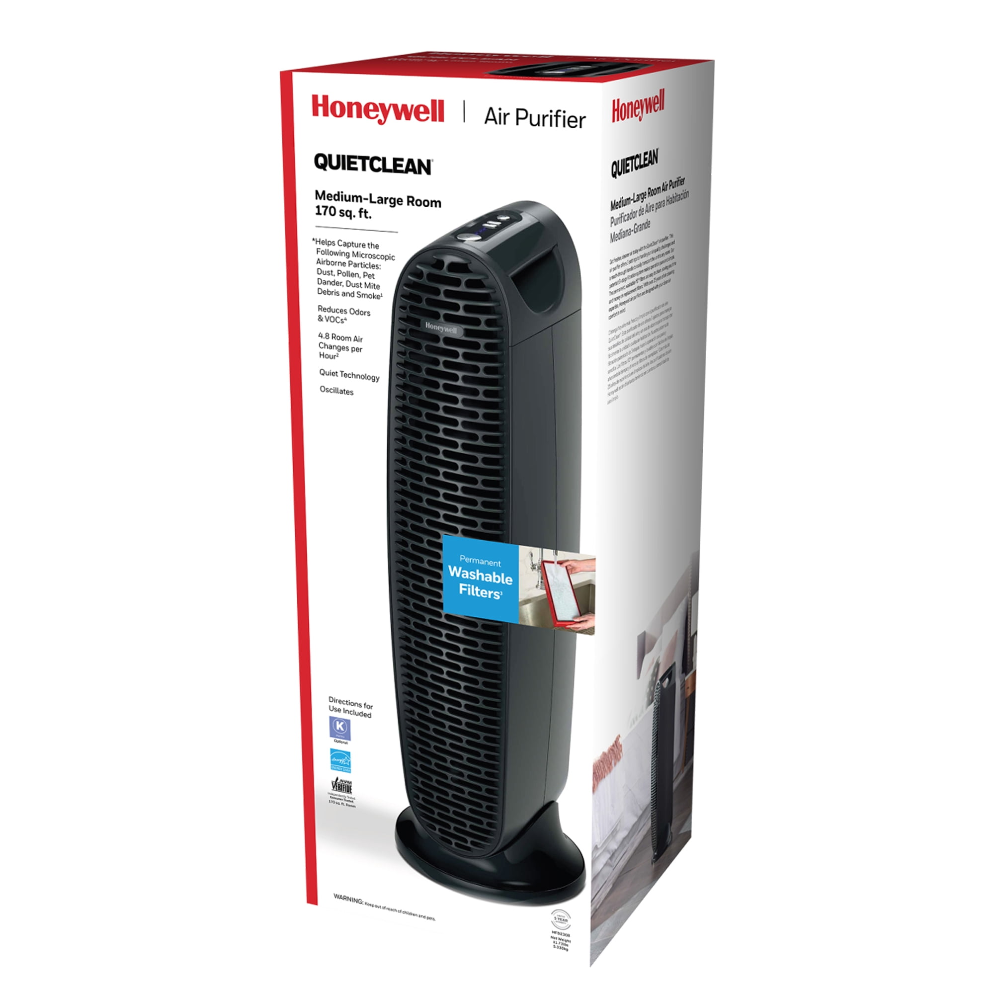 Honeywell Quiet Clean 3 Step Tower Air Purifier, New, Black, HFD230B - Image 5