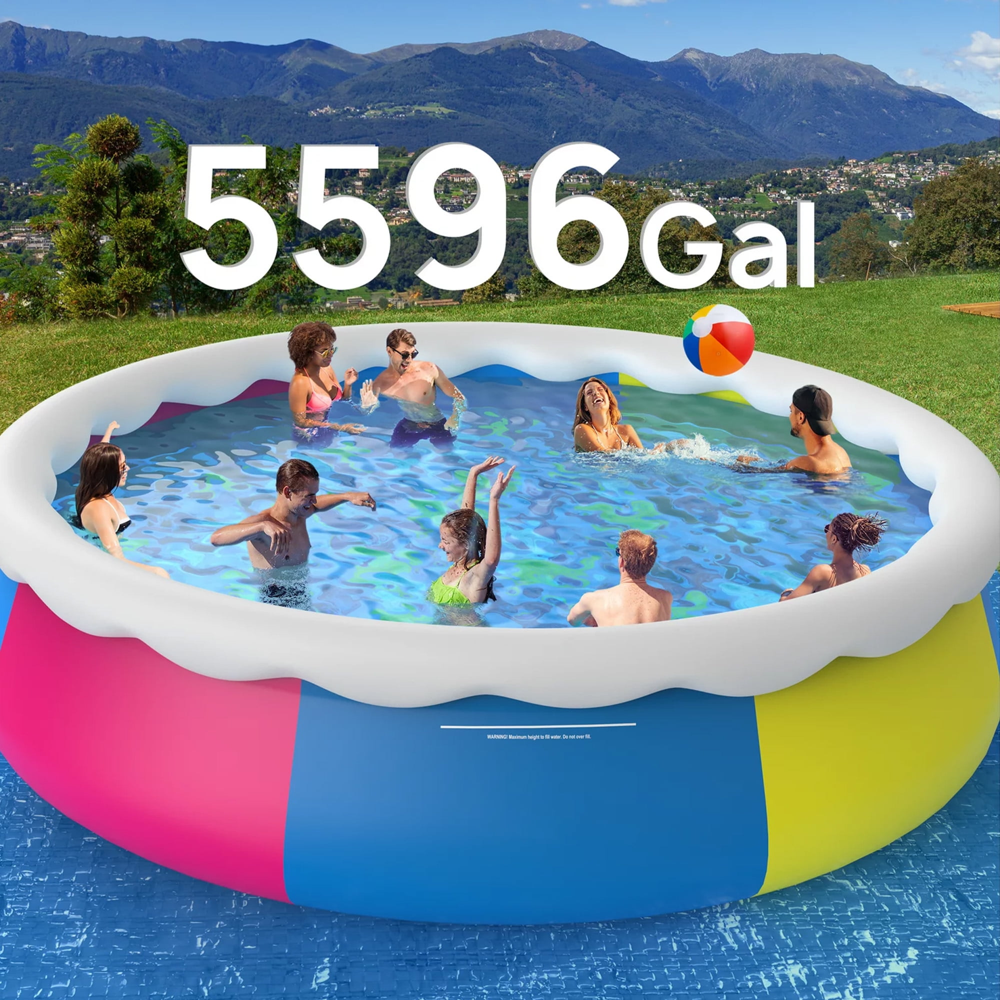 Fenbeli 18ft x 48in Round Inflatable Top Ring Swimming Pool, Multicolor - Image 7