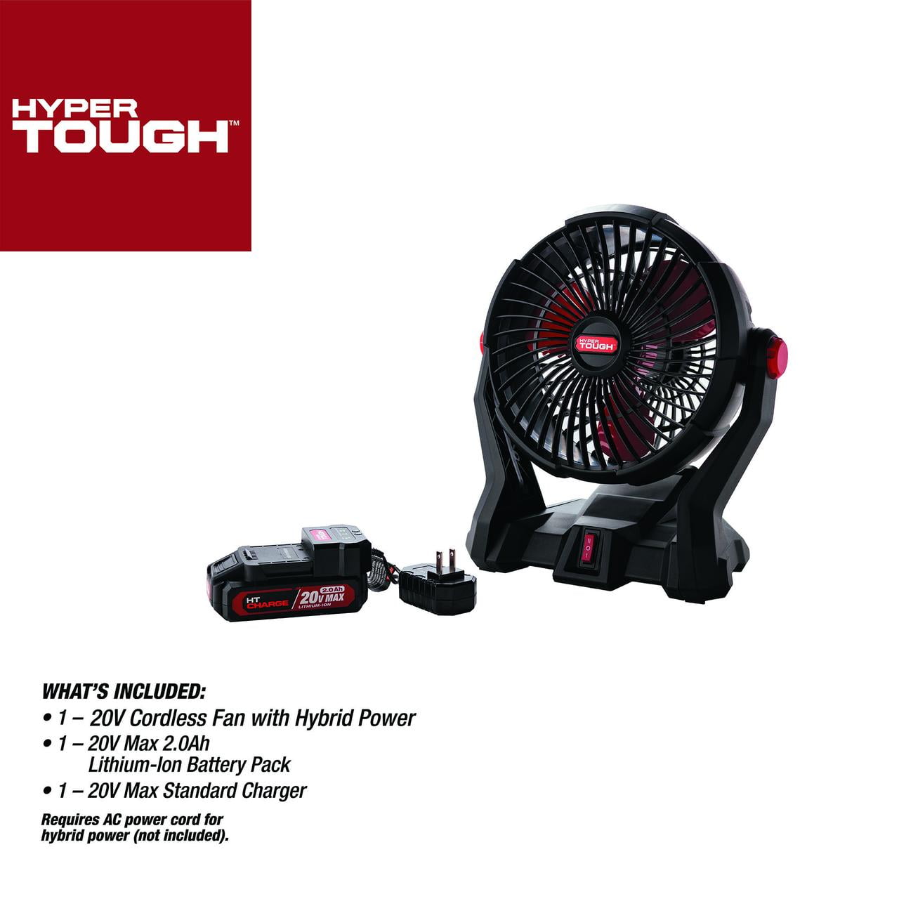 Hyper Tough 7.5 in. Cordless Fan with Hybrid Power,with 2.0Ah Lithium-Ion Battery Pack Powered,C1005 - Image 12