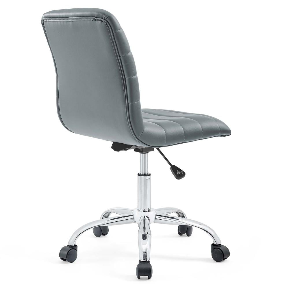 Modway Ripple Modern Vinyl Armless Mid Back Office Chair in Gray - Image 9