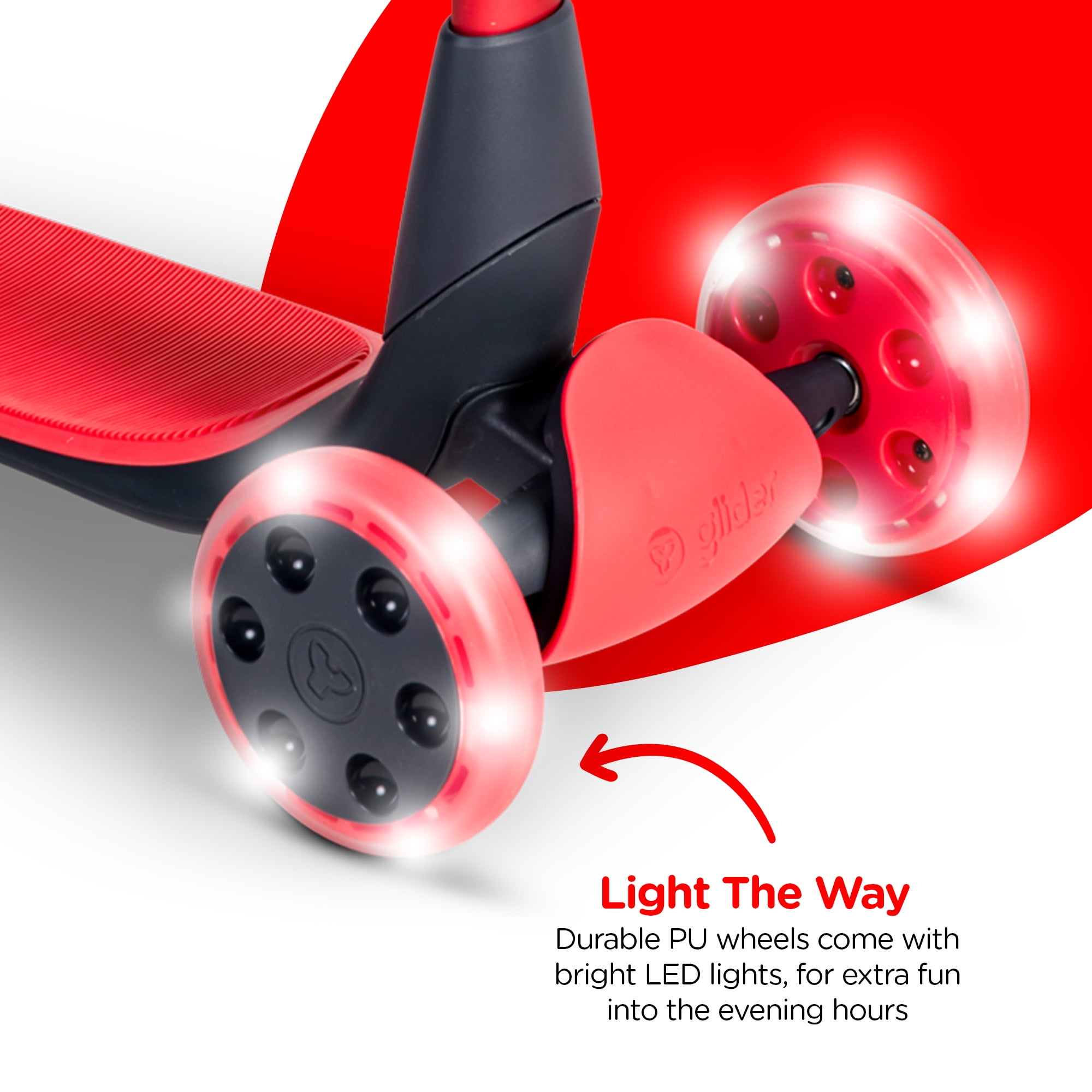 Yvolution Y Glider Luna, 3-in-1 Ride-on Toy to Kids Kick Scooter LED Light-up Wheels Red Unisex - Image 8
