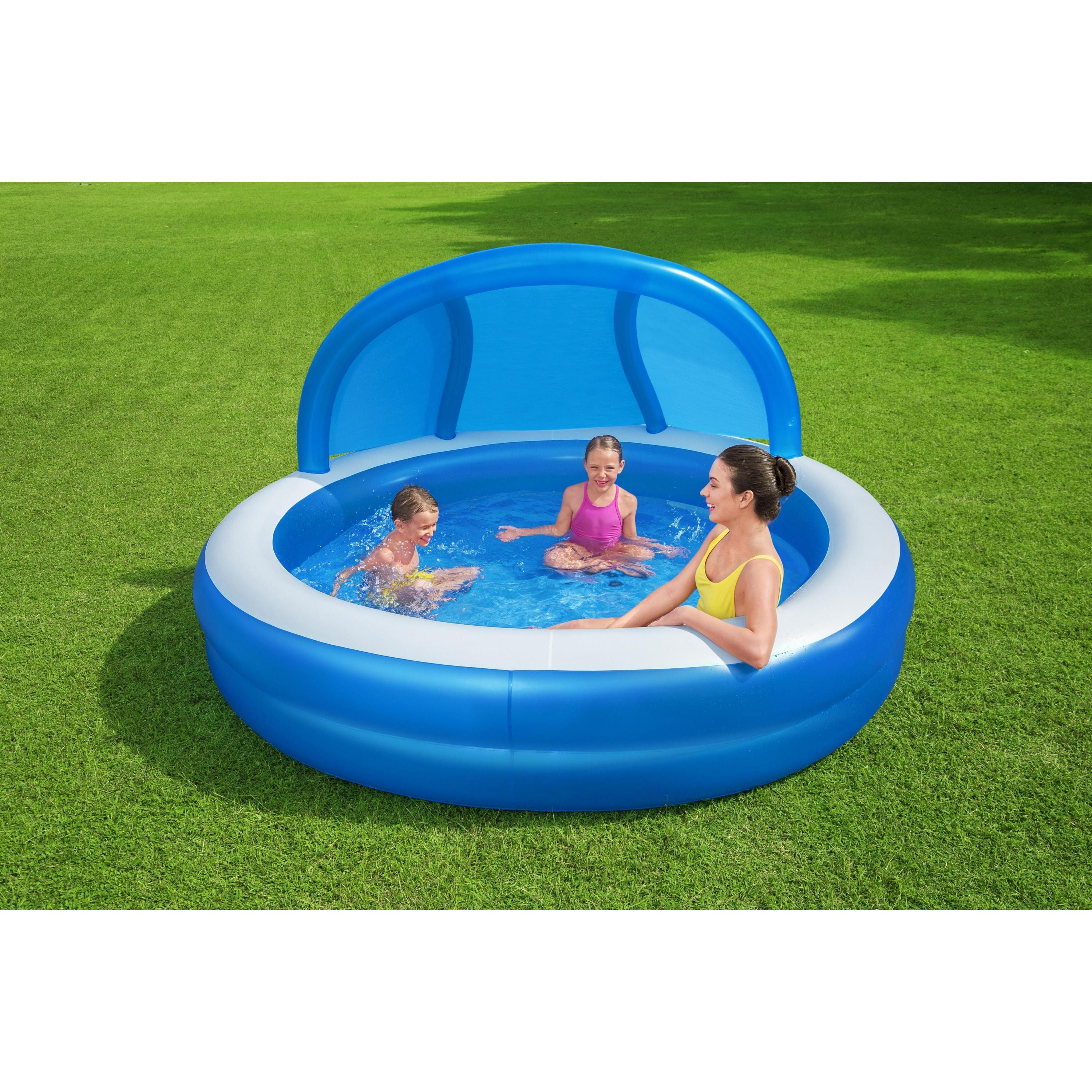 H2OGO! 7'11" x 55" Summer Days Inflatable Round Kiddie Pool with UV Careful Sunshade - Image 3