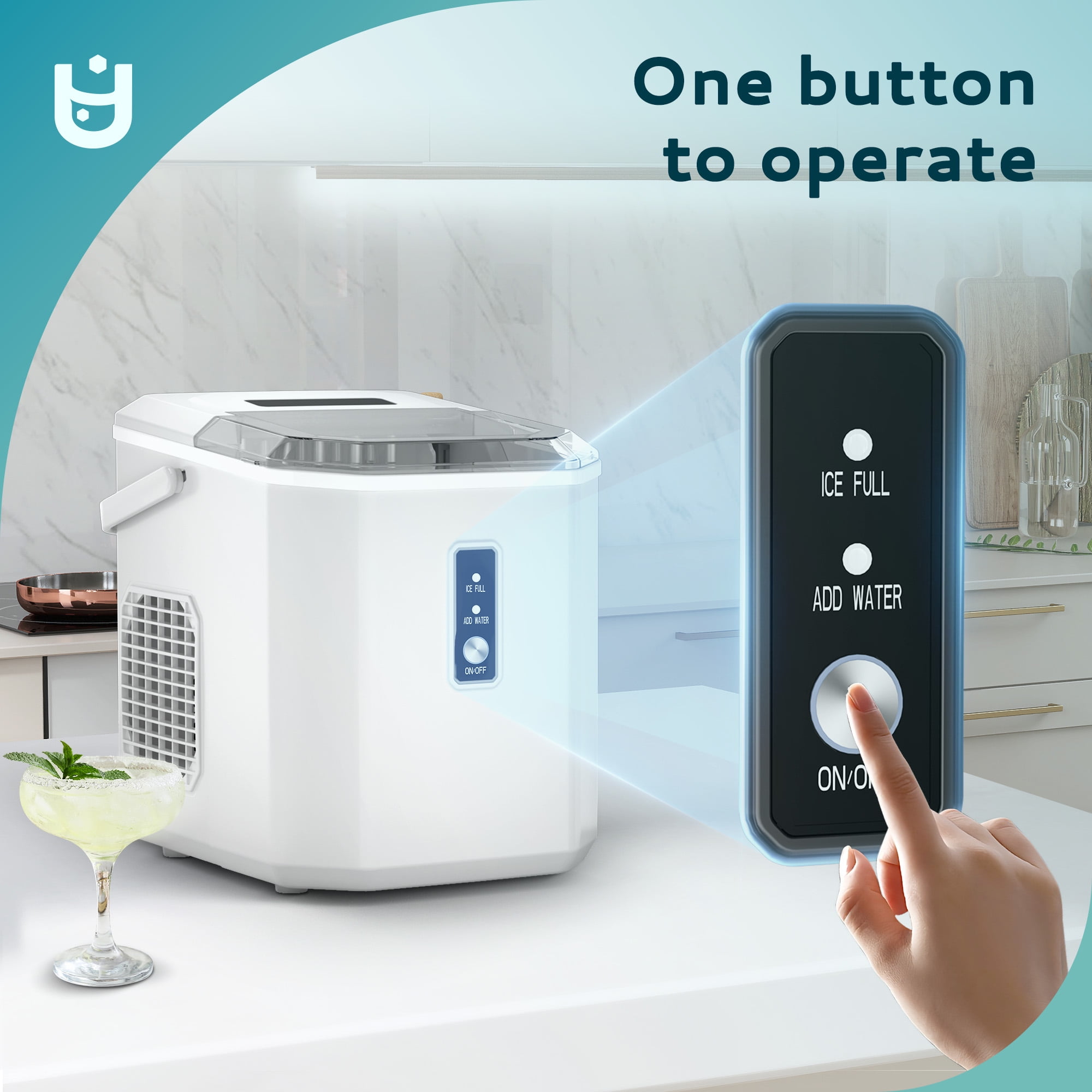 EUHOMY Ice Maker Portable Countertop 26 lbs/24H with Self-Cleaning, 9 Bullet Ice in 6 Min, White - Image 7
