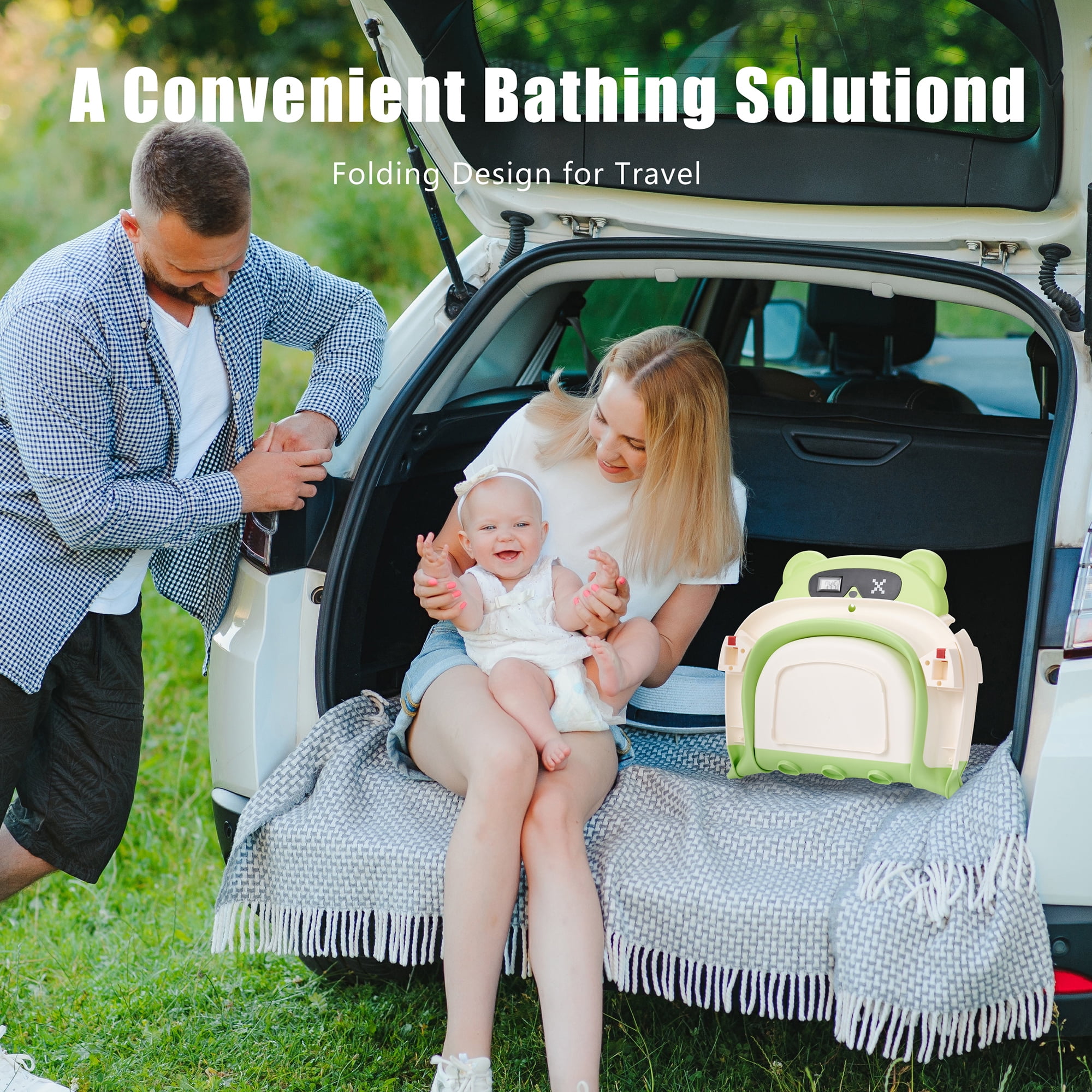 Qtinghua Baby Bathtub,Collapsible Bathtub for Newborn to Toddler,Durable Essential Infant Bath Tub,Portable Travel Baby Bathtub with Soft Cushion,No-Slip Hanging and Detachable Bathtub - Image 5