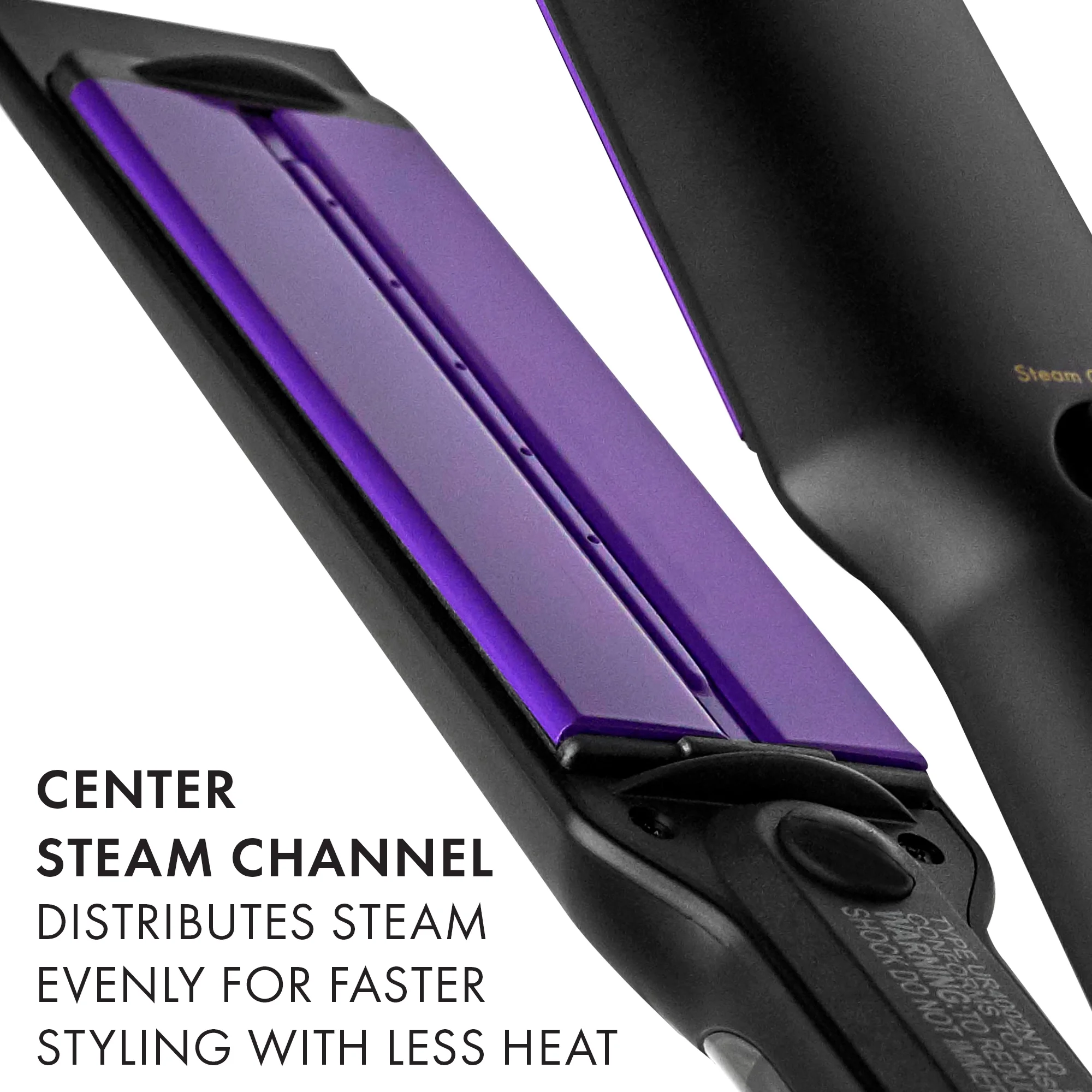 Hot Tools Pro Signature 1-1/2" Charcoal Ceramic Steamstyler Flat Iron, Black - Image 6