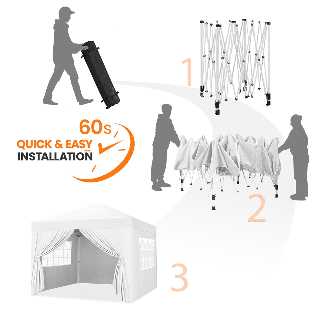 Alden Design 8x8 FT Pop-up Canopy W/ 4 Sidewalls & Sandbags for Outdoor, White - Image 4