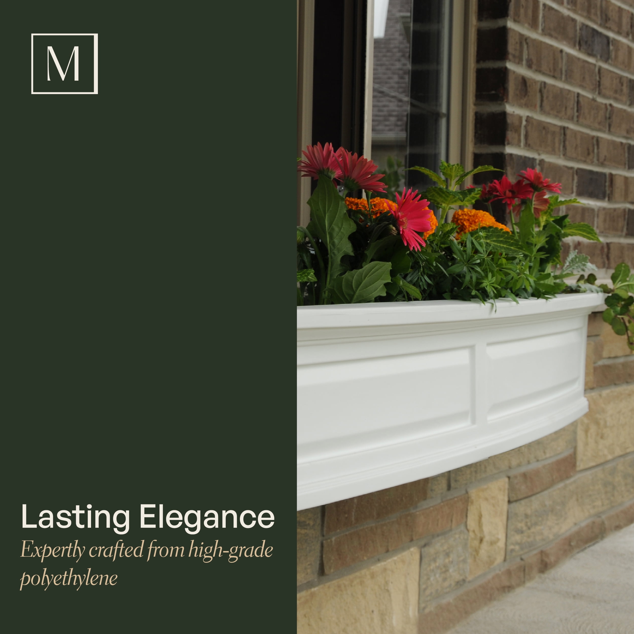 Mayne Nantucket 24" x 12" x 10" Rectangle White Self Watering Plastic Window Box Planter - Image 8