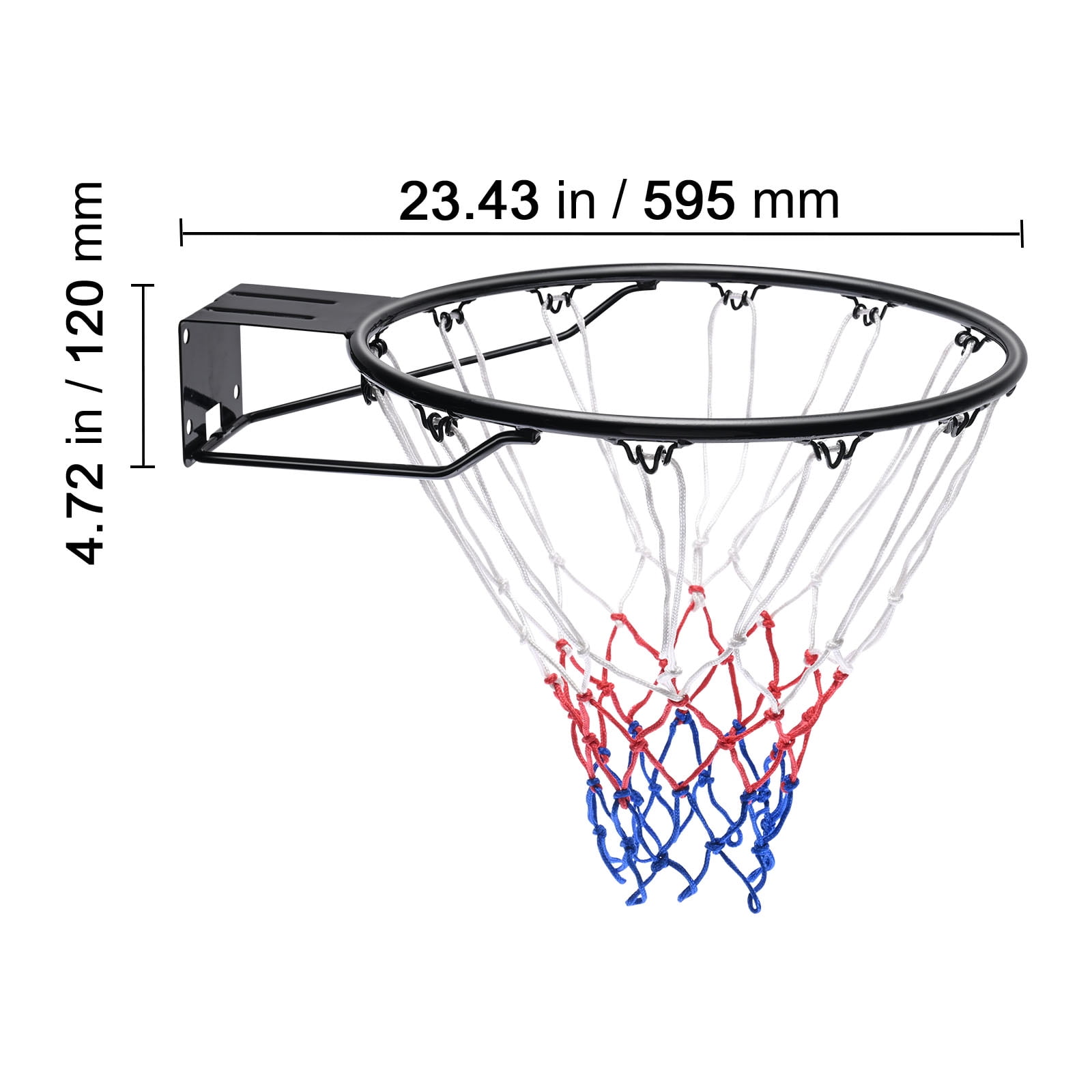 KFFKFF Basketball Goal, Attachable to Wall or Door, Robust Q235 Basketball Flex Rim Substitute with Net, Conventional 18" Indoor and Outdoor Suspended Basketball Hoop for Children and Adults - Image 2