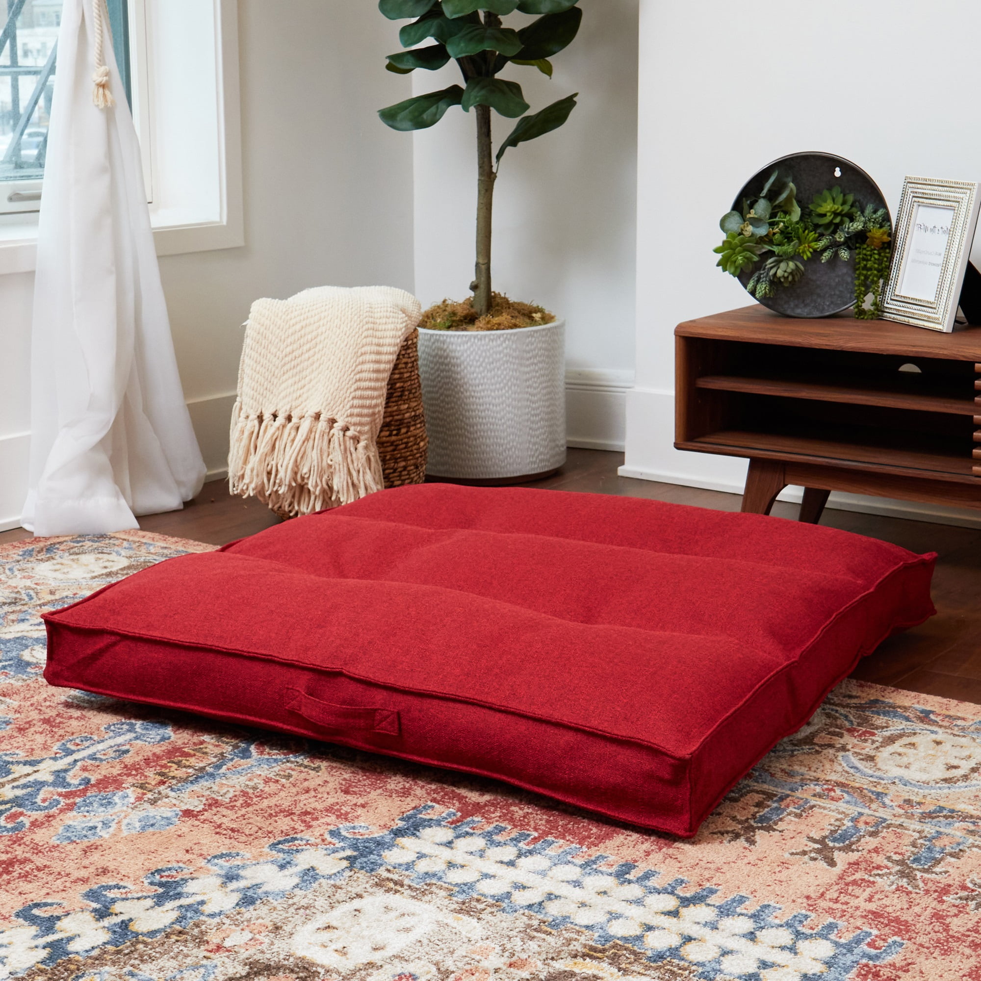 Square Tufted Floor Pillow - Scarlet - Large (40 in.) - Image 5