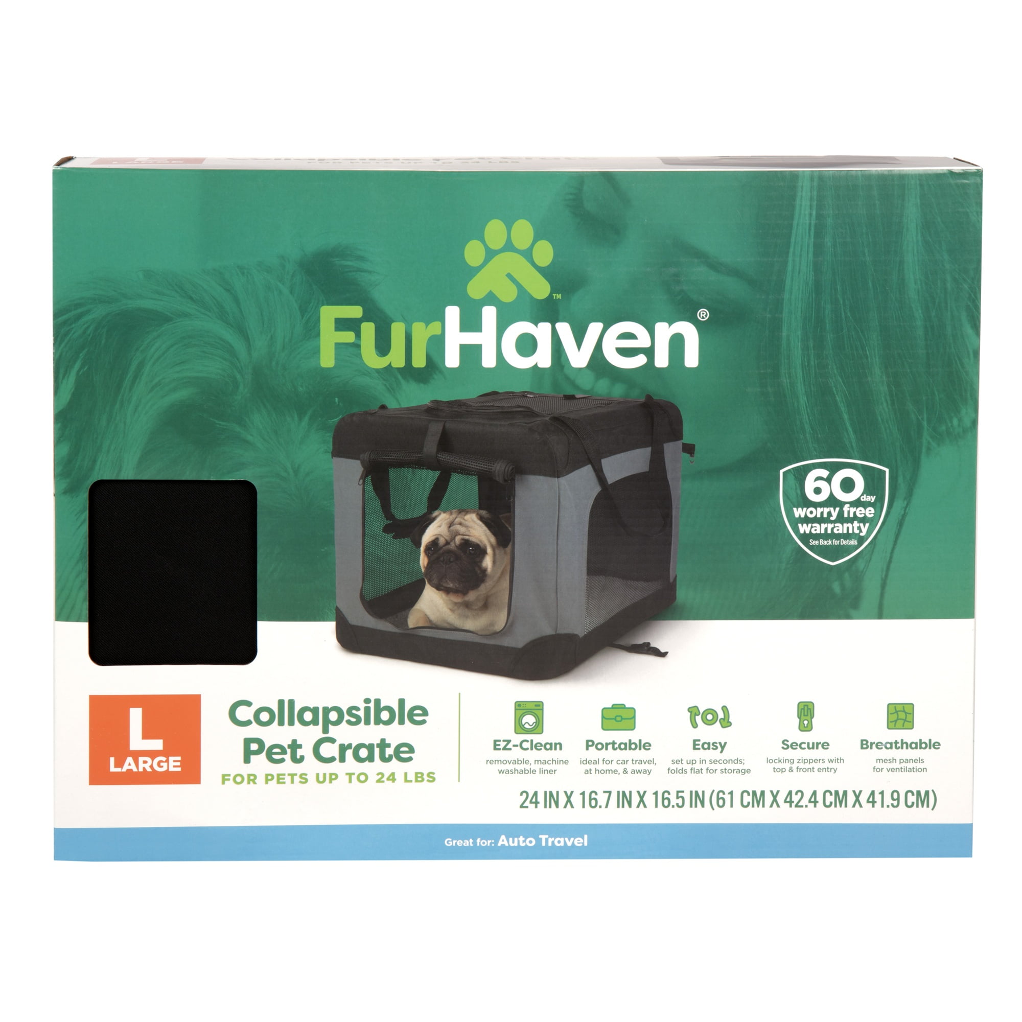 FurHaven® Pet Products Collapsible Pet Crate, Black, Large, 24 Lb Limit - Image 18