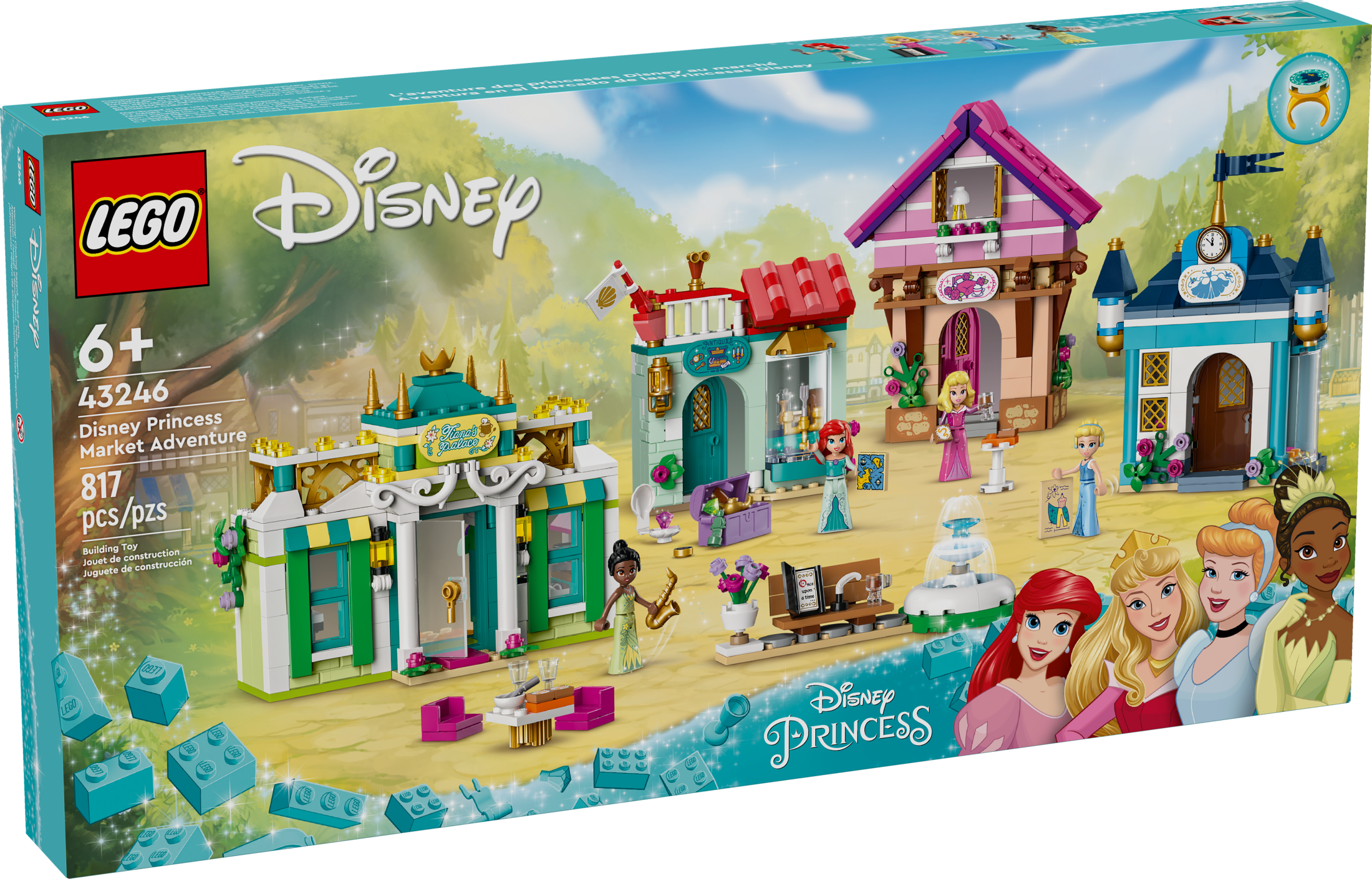 LEGO Disney Princess: Disney Princess Market Adventure, Building Playset Toy for Kids, Treasure Map and 4 Mini-Doll Figures, Fairy Tale Toy Gift for Girls and Boys Ages 6 Plus, 43246 - Image 7