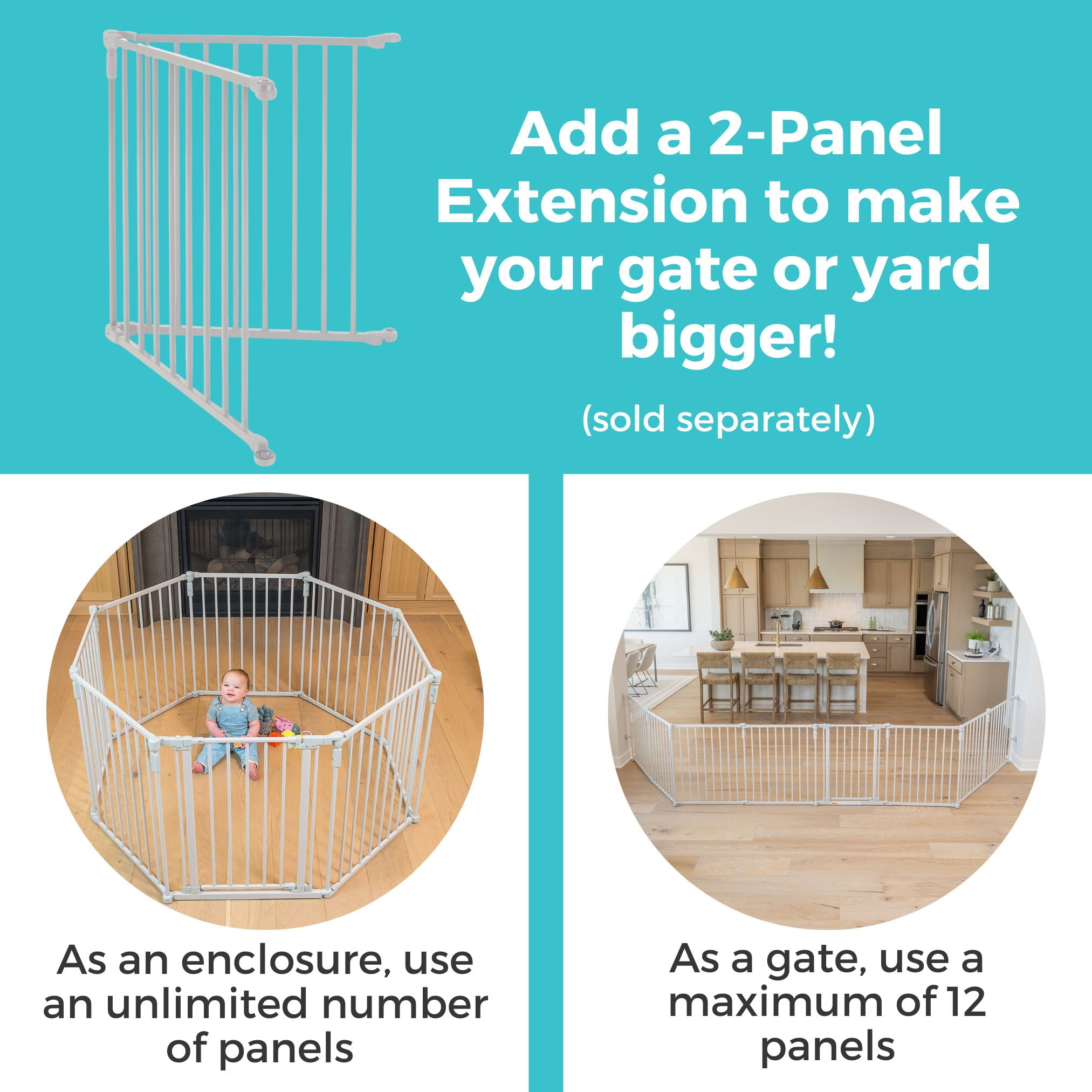 Toddleroo by North States 3-in-1 Superyard Baby Extra Wide Gate & Play Yard, Taupe Metal - Image 9