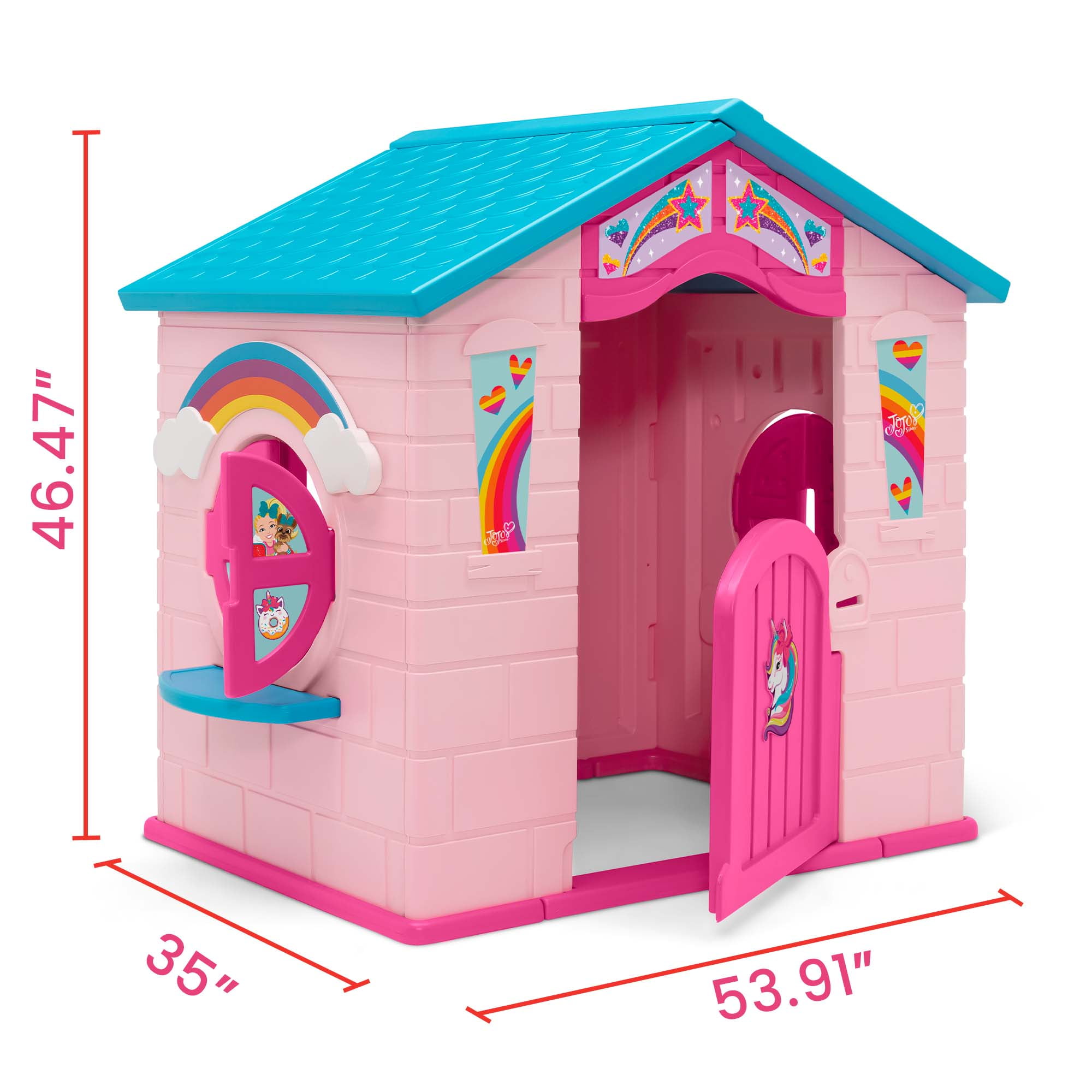 Delta Children Rainbow & Unicorn Plastic Indoor/Outdoor Playhouse with Easy Assembly, Pink - Image 19