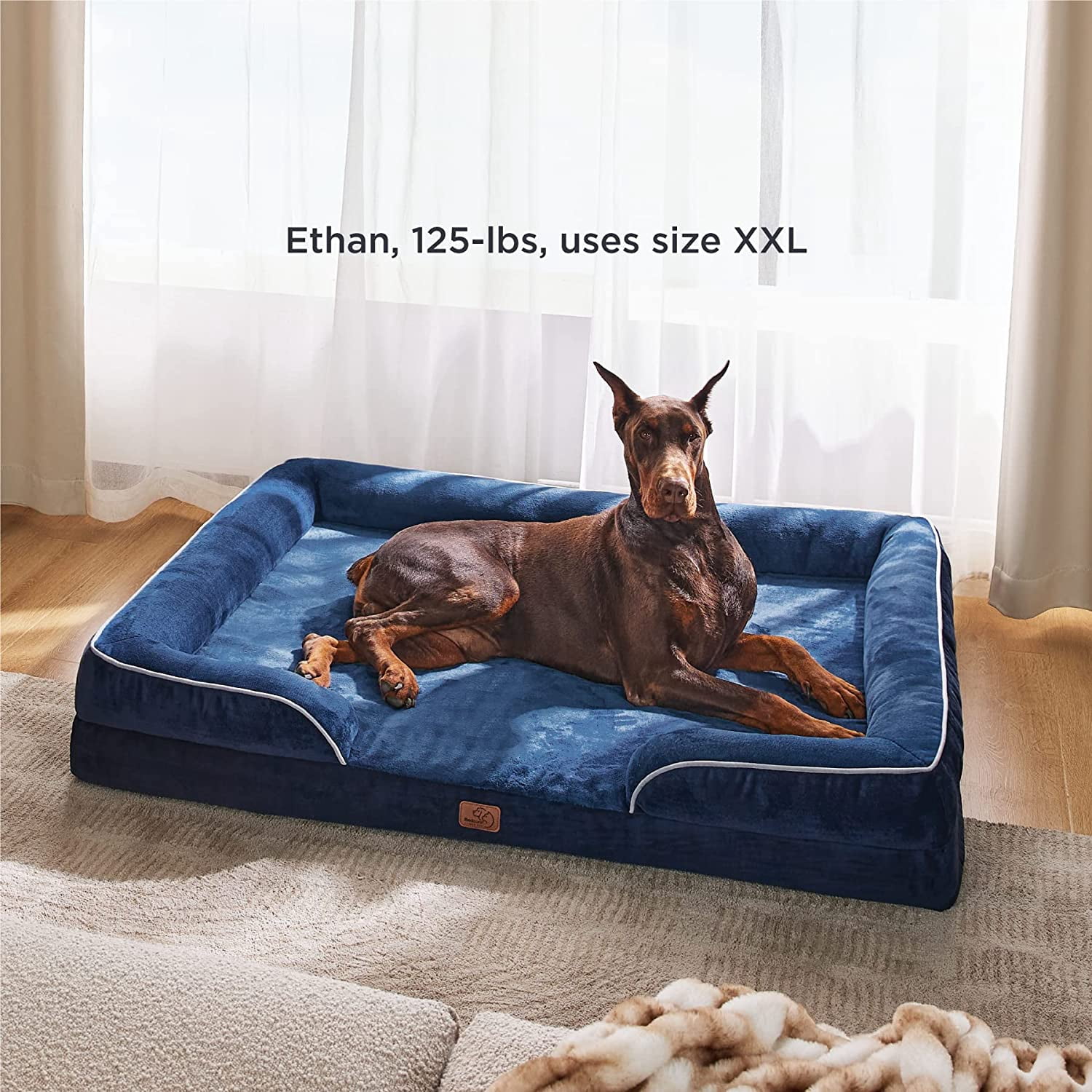 Cozy Comfort XXL Orthopedic Dog Bed, Washable Great Dane Dog Sofa Beds for Giant Dogs,Navy Blue, 53"L x 42"W x 8"Th - Image 6