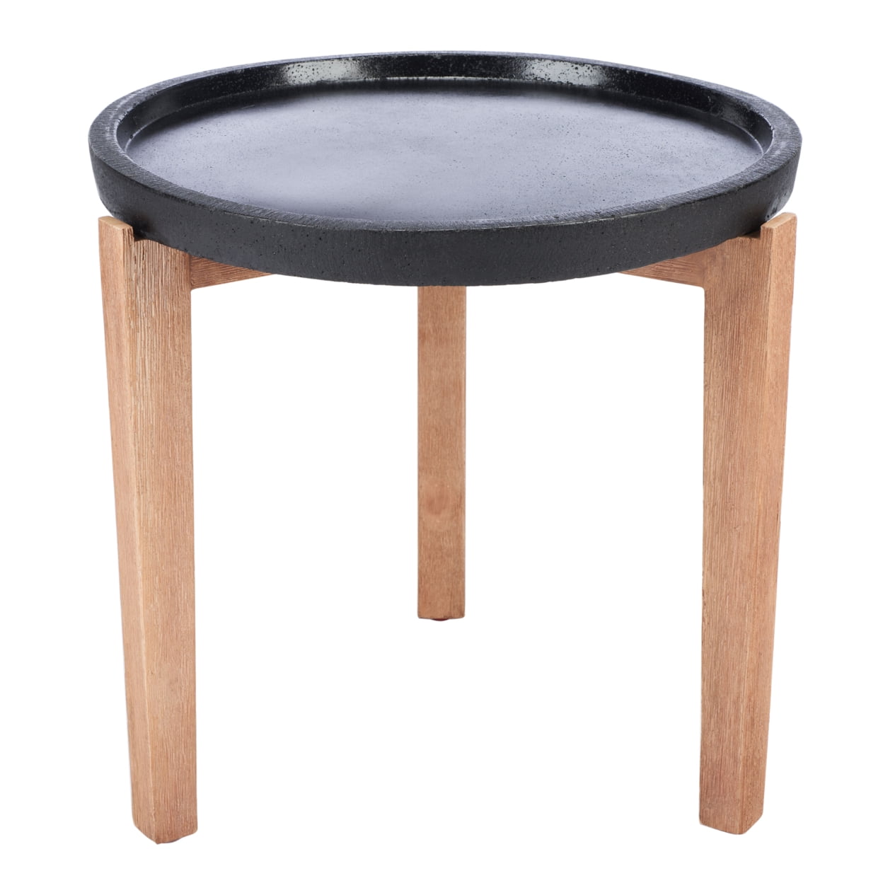 SAFAVIEH Contemporary Easy to Clean Acacia Wood and Concrete Round End Table, Natural/Black - Image 3
