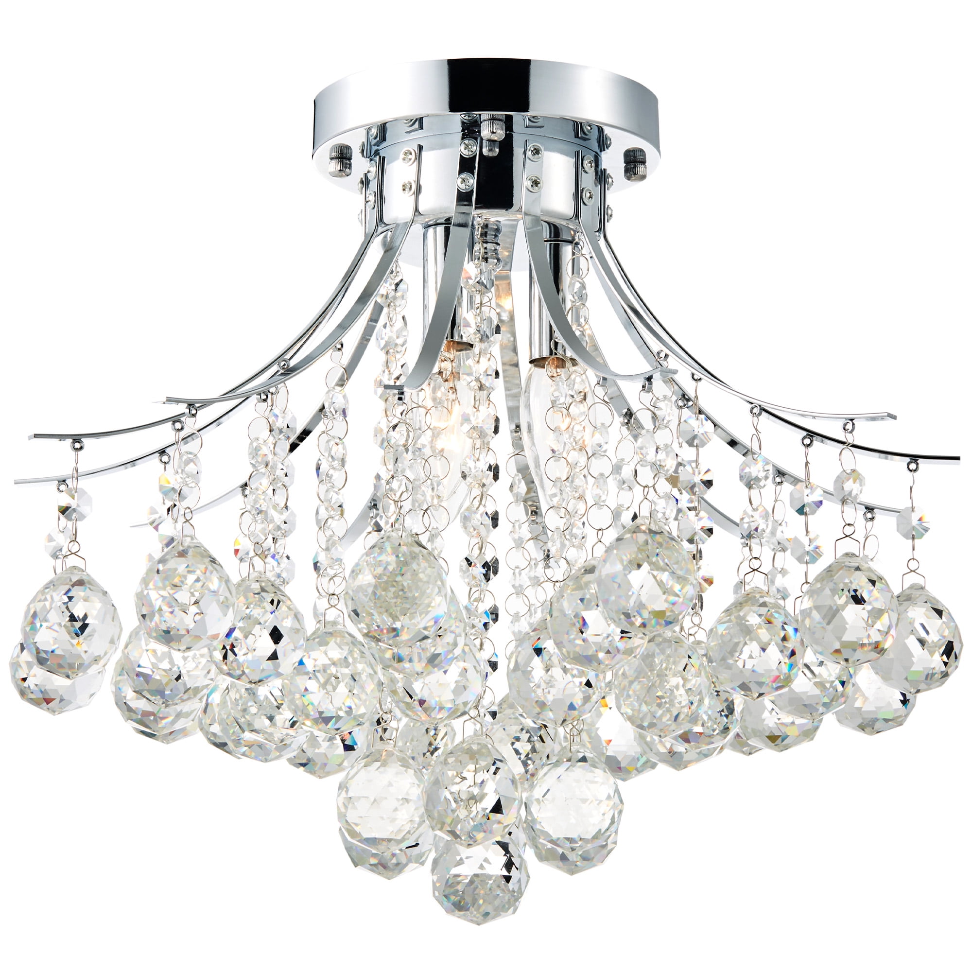 3-Light Crystal Chandelier Ceiling Fixture Pendant, Flush Mount Raindrop Pendant UL Listed - Image 12