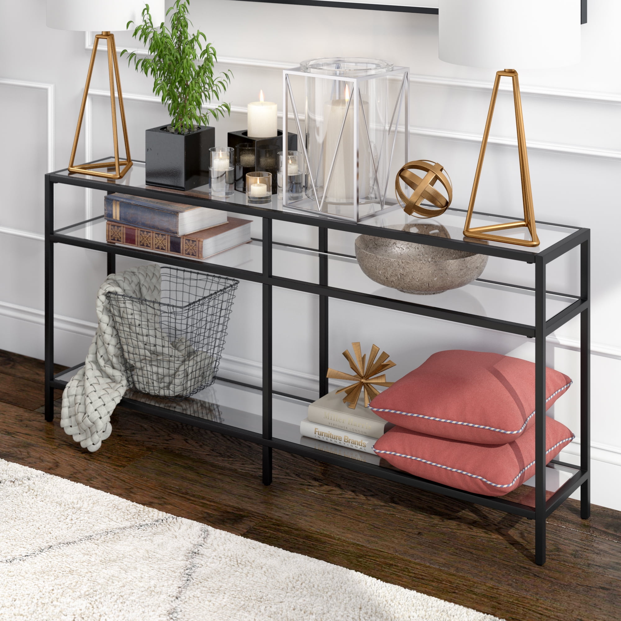 Evelyn&Zoe Sivil 64" Wide Rectangular Console Table, Blackened Bronze - Image 2