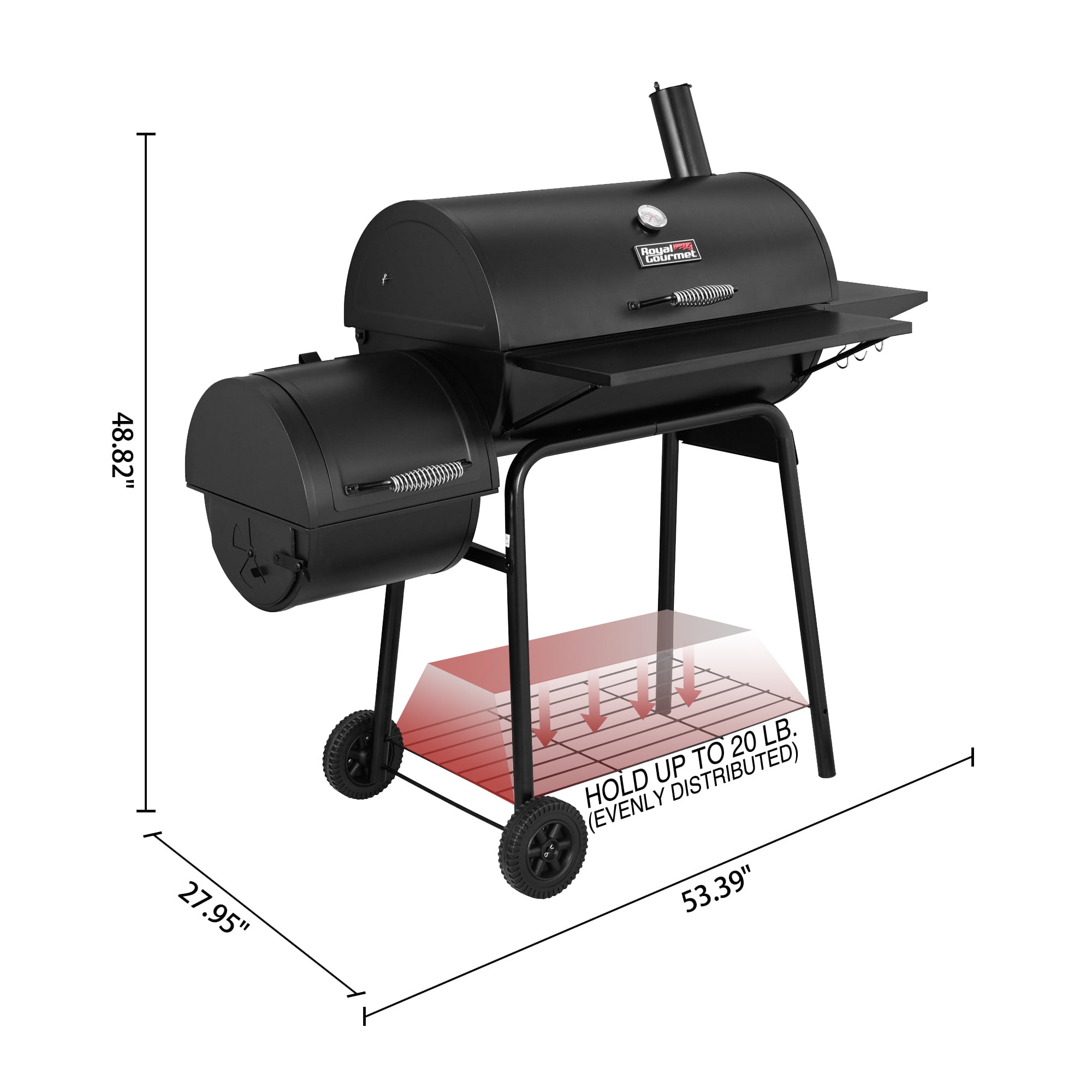 Royal Gourmet 30" CC1830S Steel Charcoal Grill with Offset Smoker - Image 11