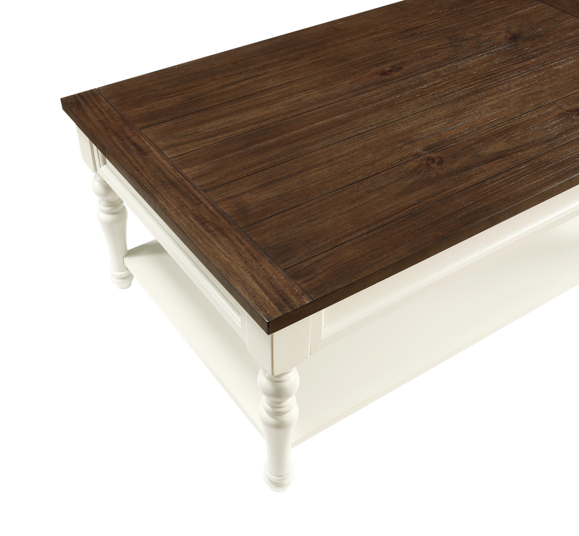 Joanna Farmhouse Two-tone Ivory and Mocha Wood Coffee Table - Image 8