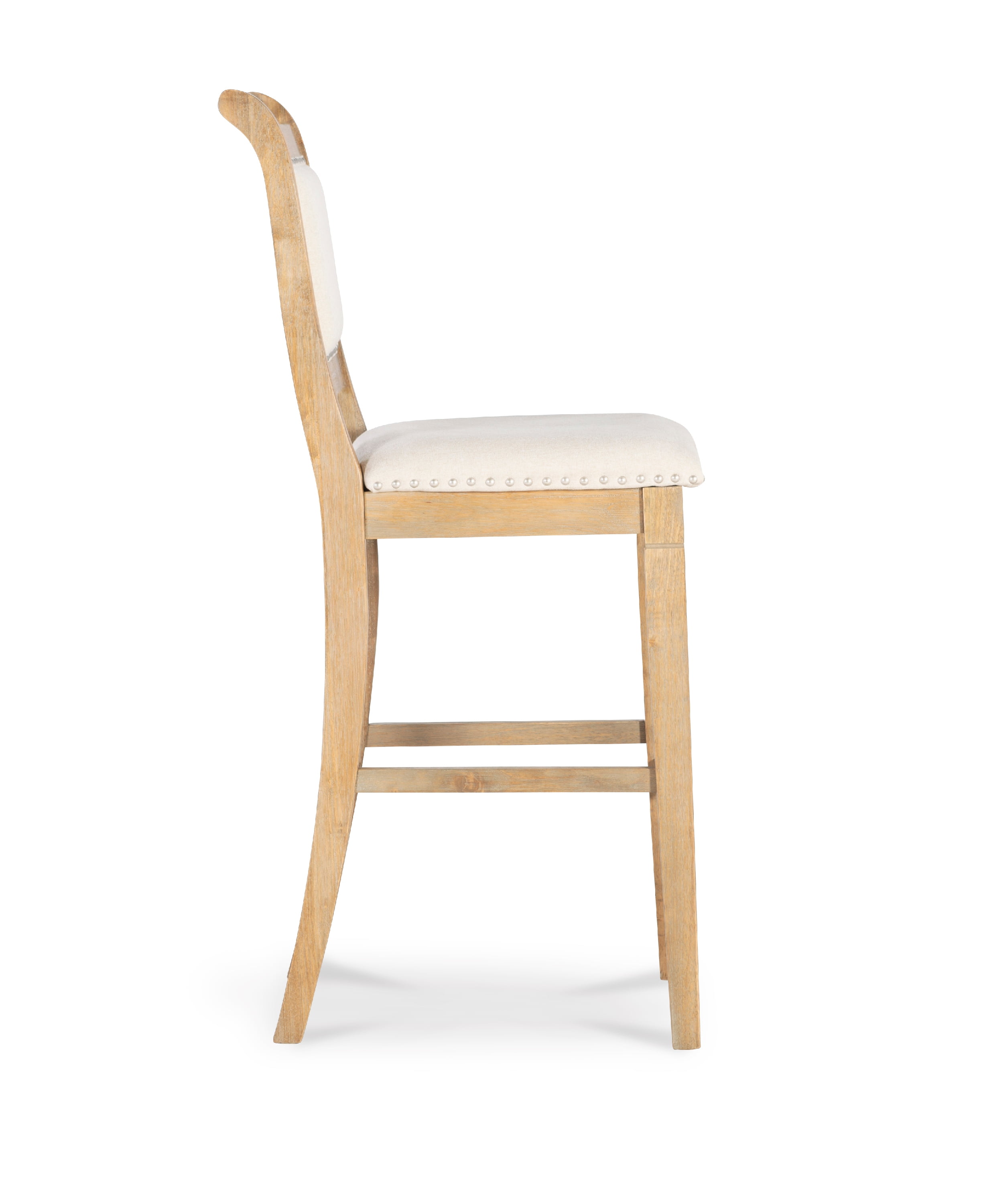 Linon Findley 30" High Back Bar Stool, Rustic Graywash/Natural - Image 4