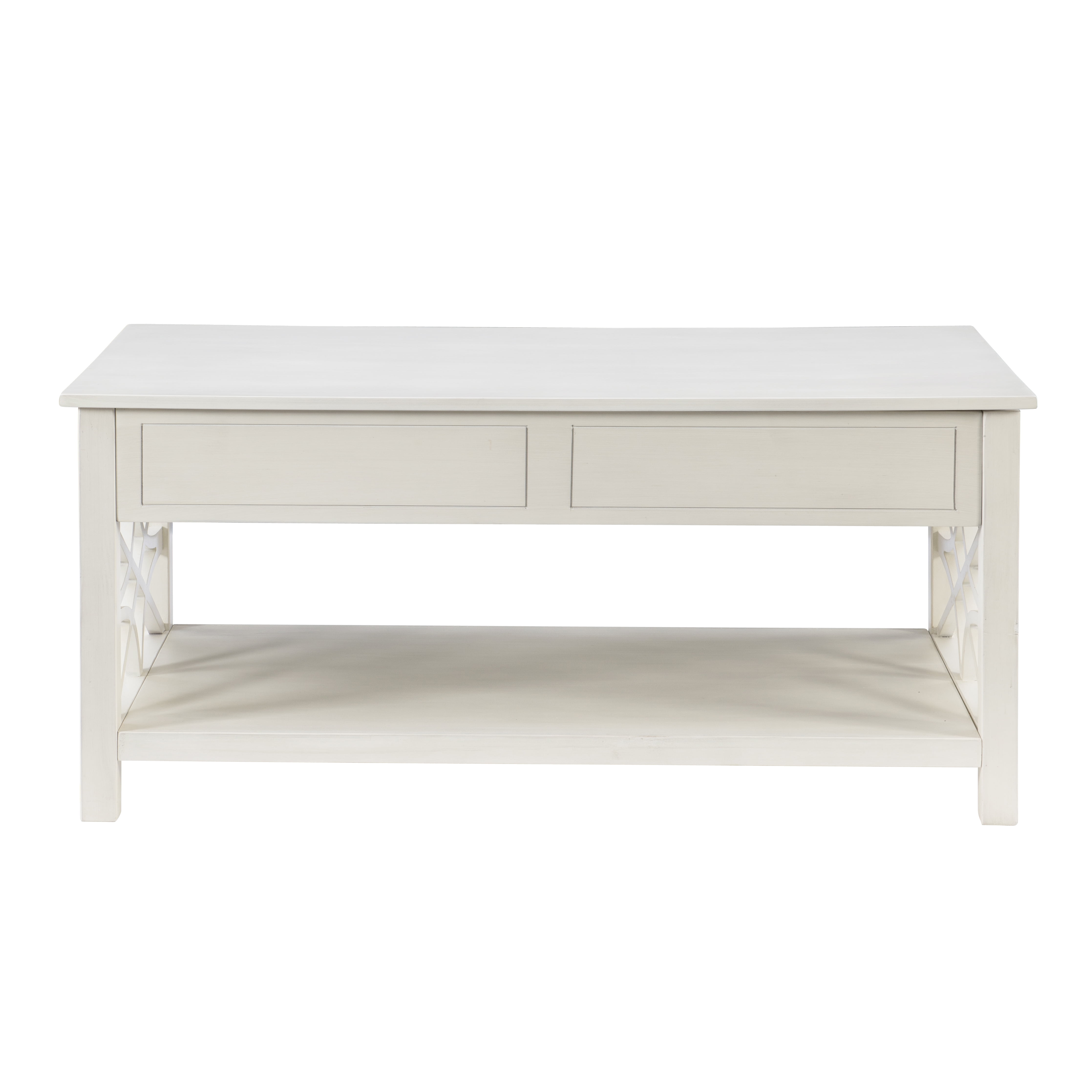 Linon Lift Top Storage Pine Wood Coffee Table, White - Image 4