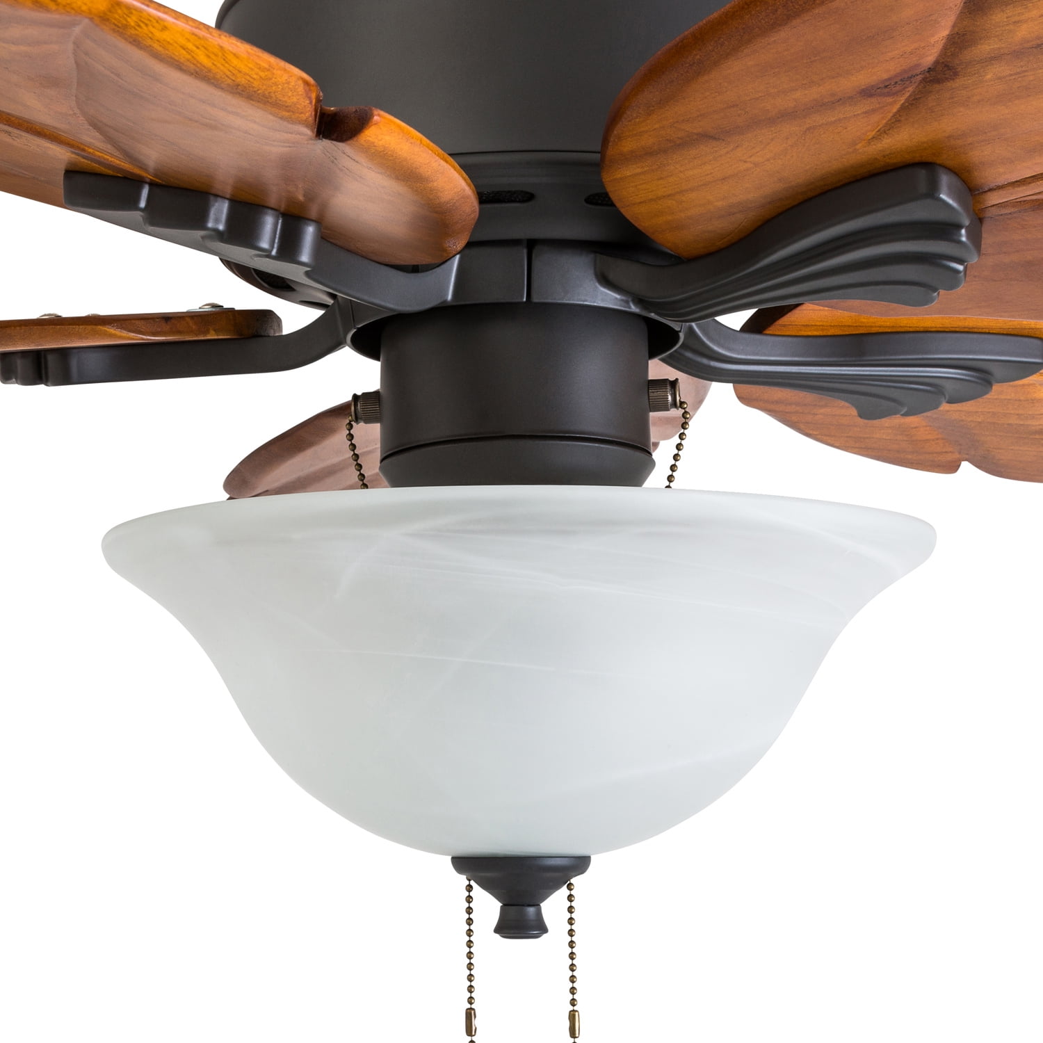 Prominence Home 50676-35 Misty Peak Tropical 52-Inch Aged Bronze Indoor Ceiling Fan, LED Bowl Light with Dark Cherry Hand Carved Wood Blades - Image 3