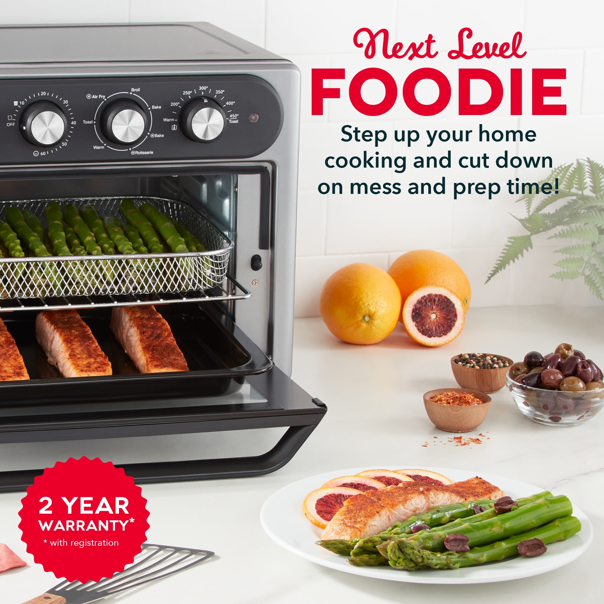 Dash Chef Series 7 in 1 Convection Air Fryer Oven With Non-Stick Fry Basket, Baking Pan & Rack, 23L, 1500 Watt - Image 2