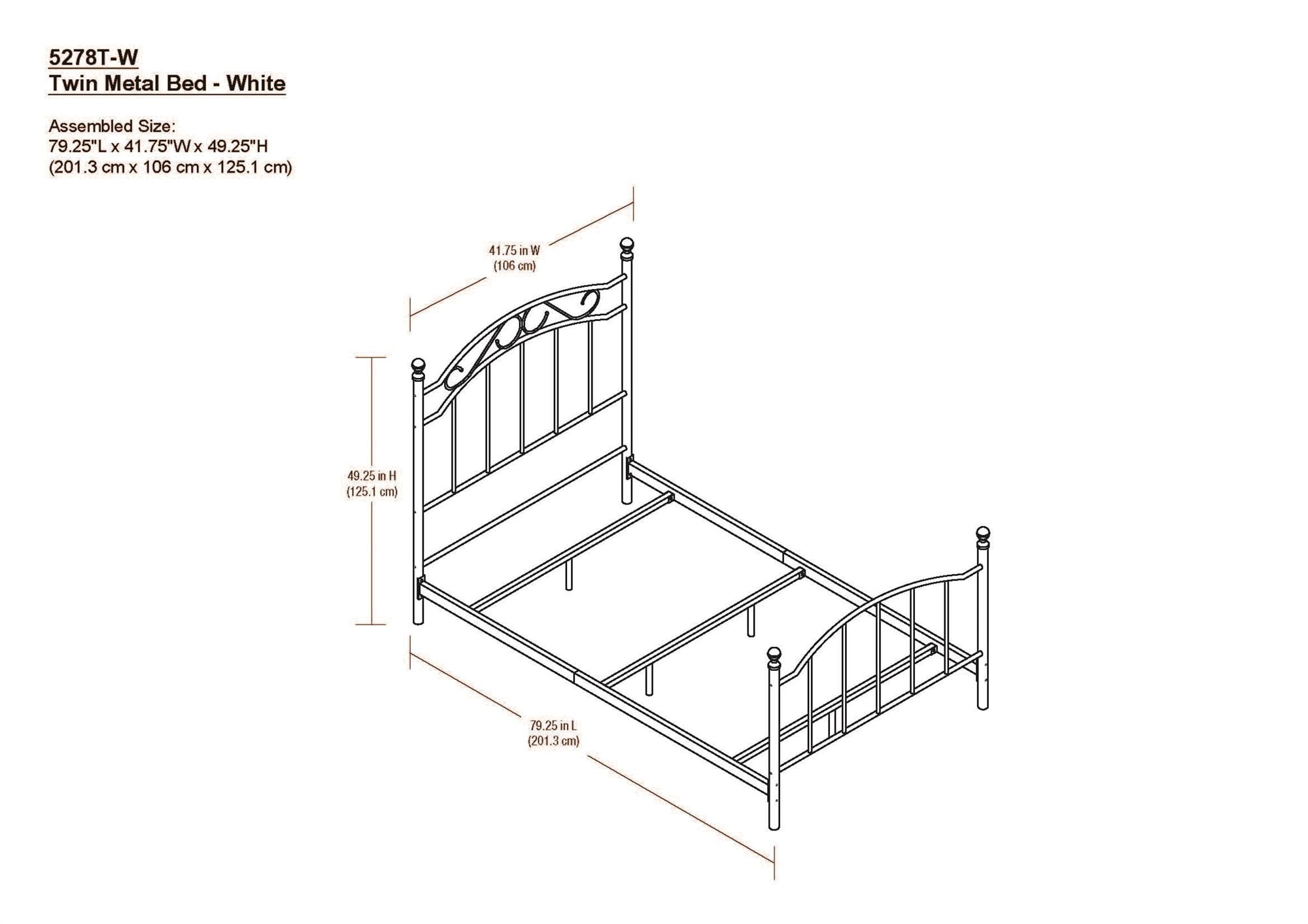 DHP Traditional Metal Bed Frame with Headboard and Footboard, Twin, White - Image 15