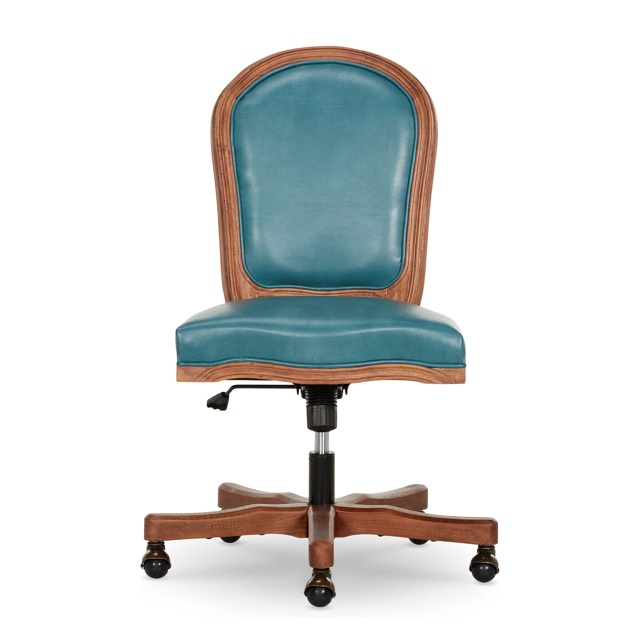 The Pioneer Woman Harper Wood Trim Office Chair, Turquoise Faux Leather - Image 7