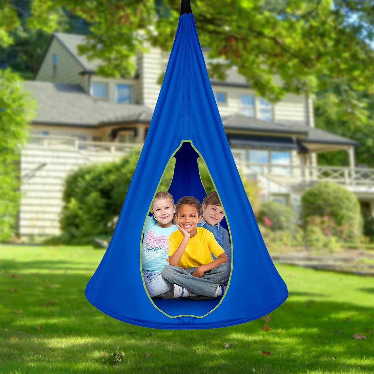 Kids Nest Swing - Fits 3 Children, Blue - Image 6