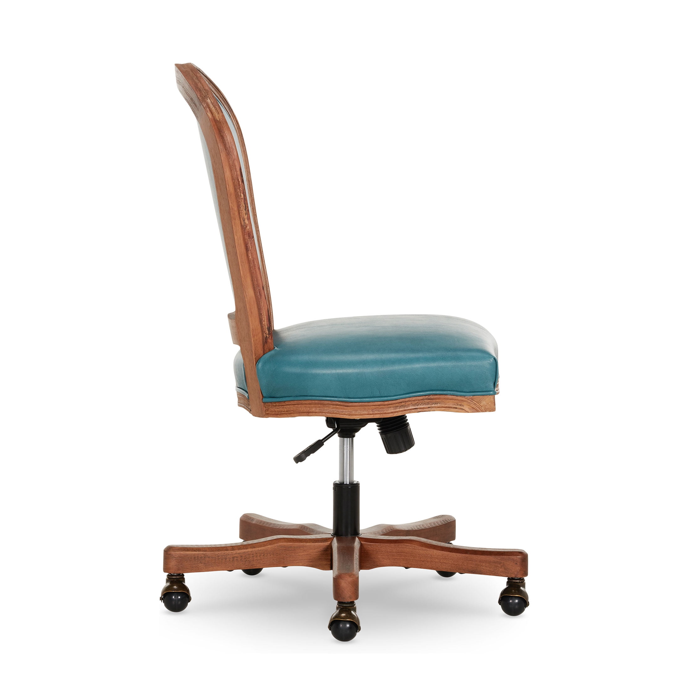 The Pioneer Woman Harper Wood Trim Office Chair, Turquoise Faux Leather - Image 10