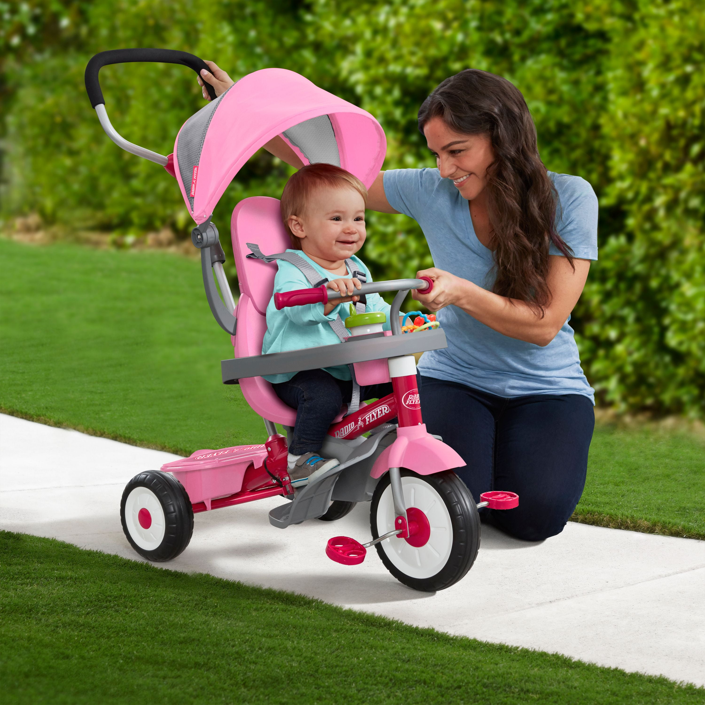 Radio Flyer 4-in-1 Stroll 'N Trike Infant and Toddler Tricycle Stroller, Pink - Image 29