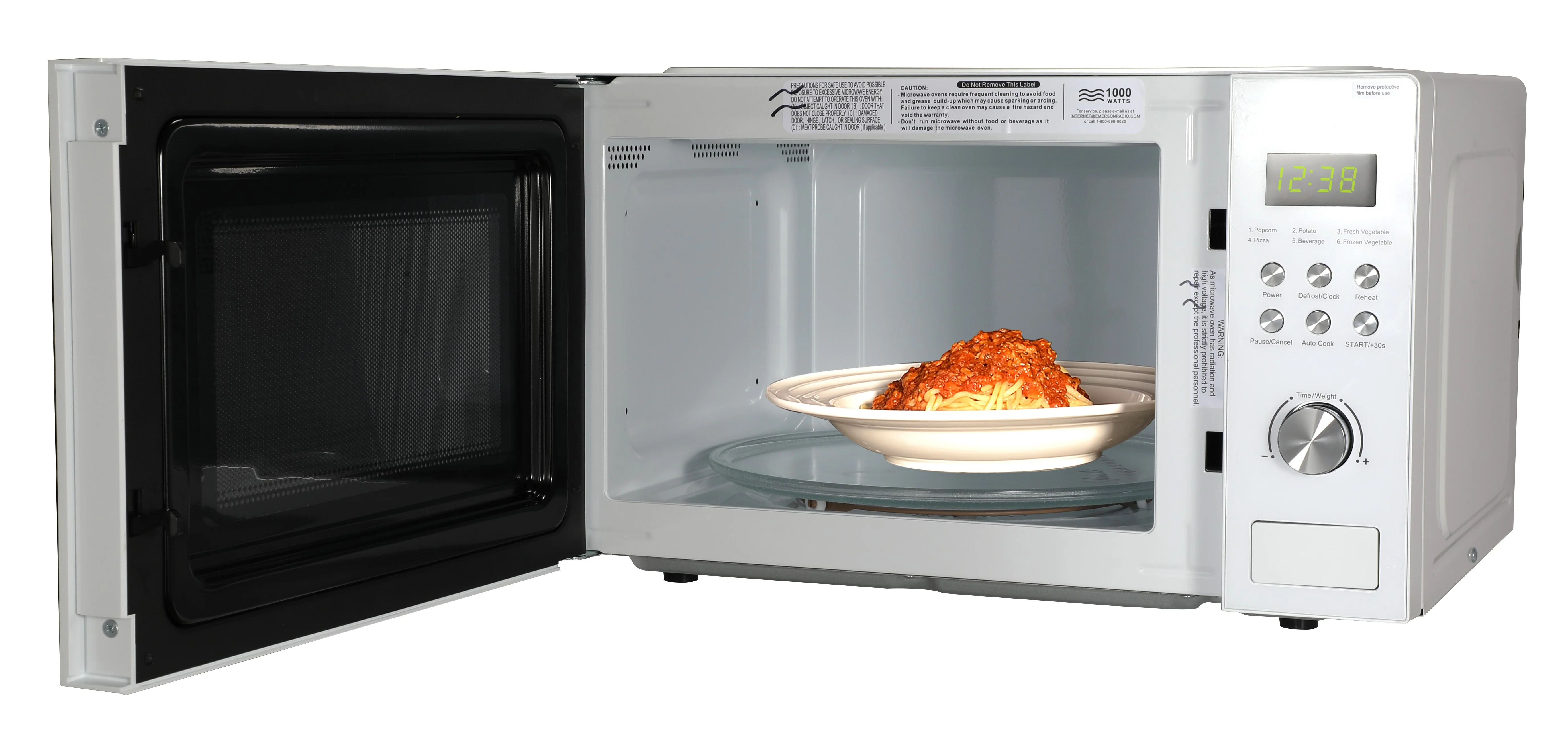 Emerson 1.1 Cu Ft, 1000W White Countertop Microwave Oven, MW1101W - Image 5