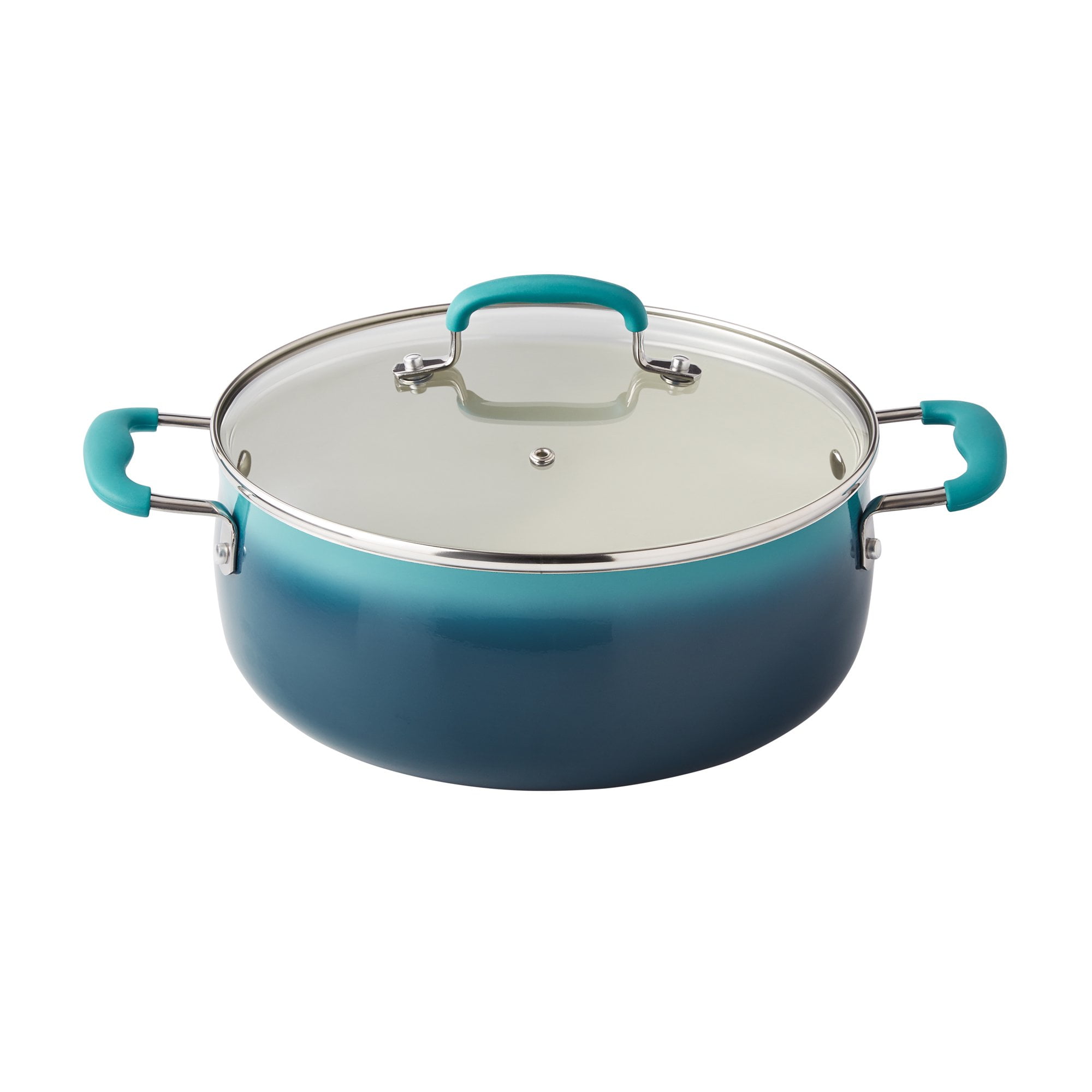 The Pioneer Woman 12-Pieces Porcelain Enamel Classic Ceramic Cookware Set, Ombre Teal - Image 8