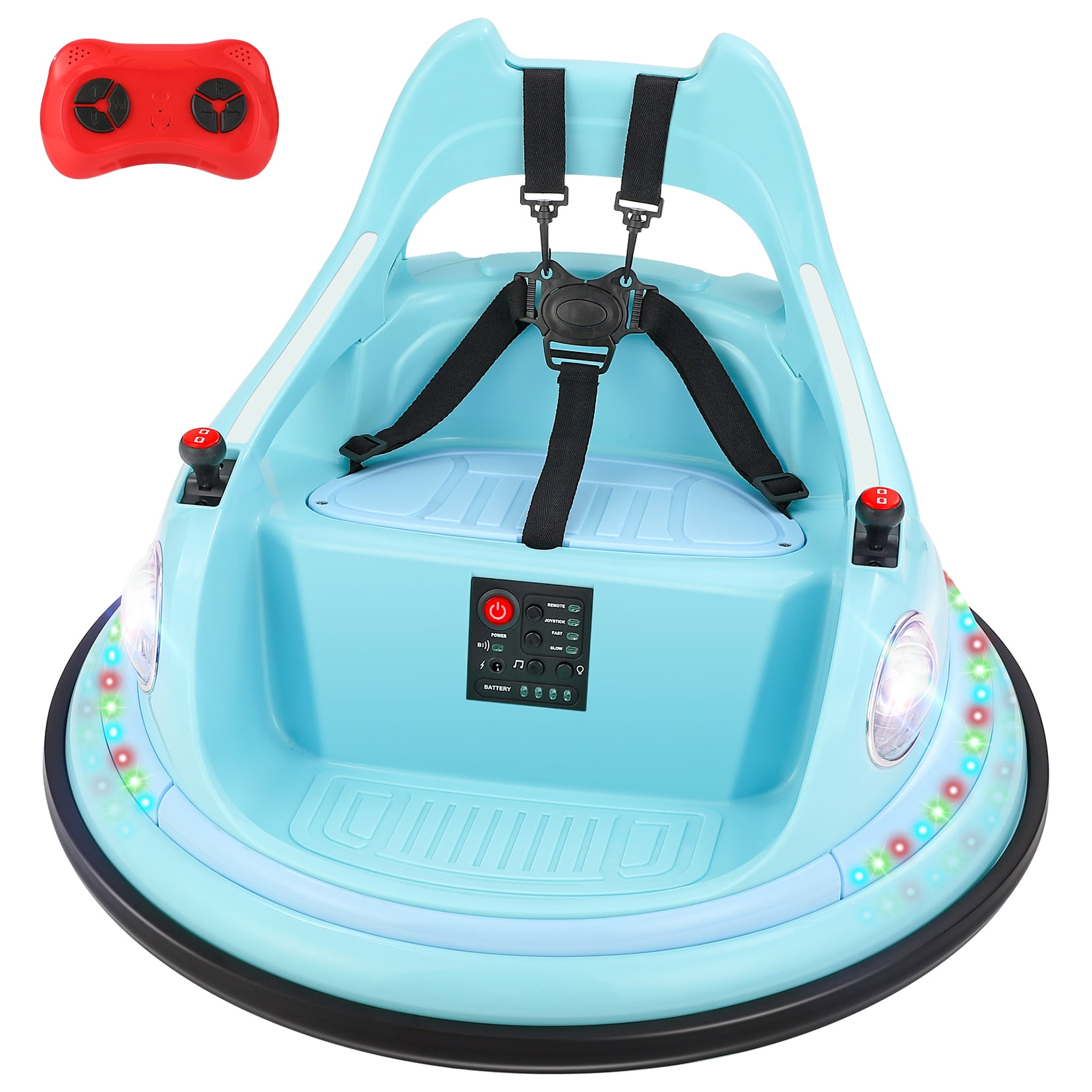 12V Bumper Car,Neche Ride On Toys for Toddlers,360° Spin Toddler Car with Remote,5 LED Lights,Light Blue - Image 4