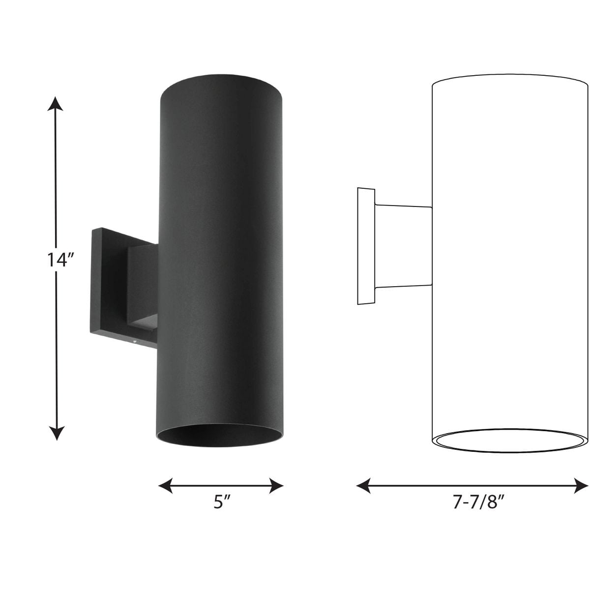 Progress Lighting Cylinder Collection Black Incandescent 2 Light up/down Modern Outdoor Wall Light - Image 10