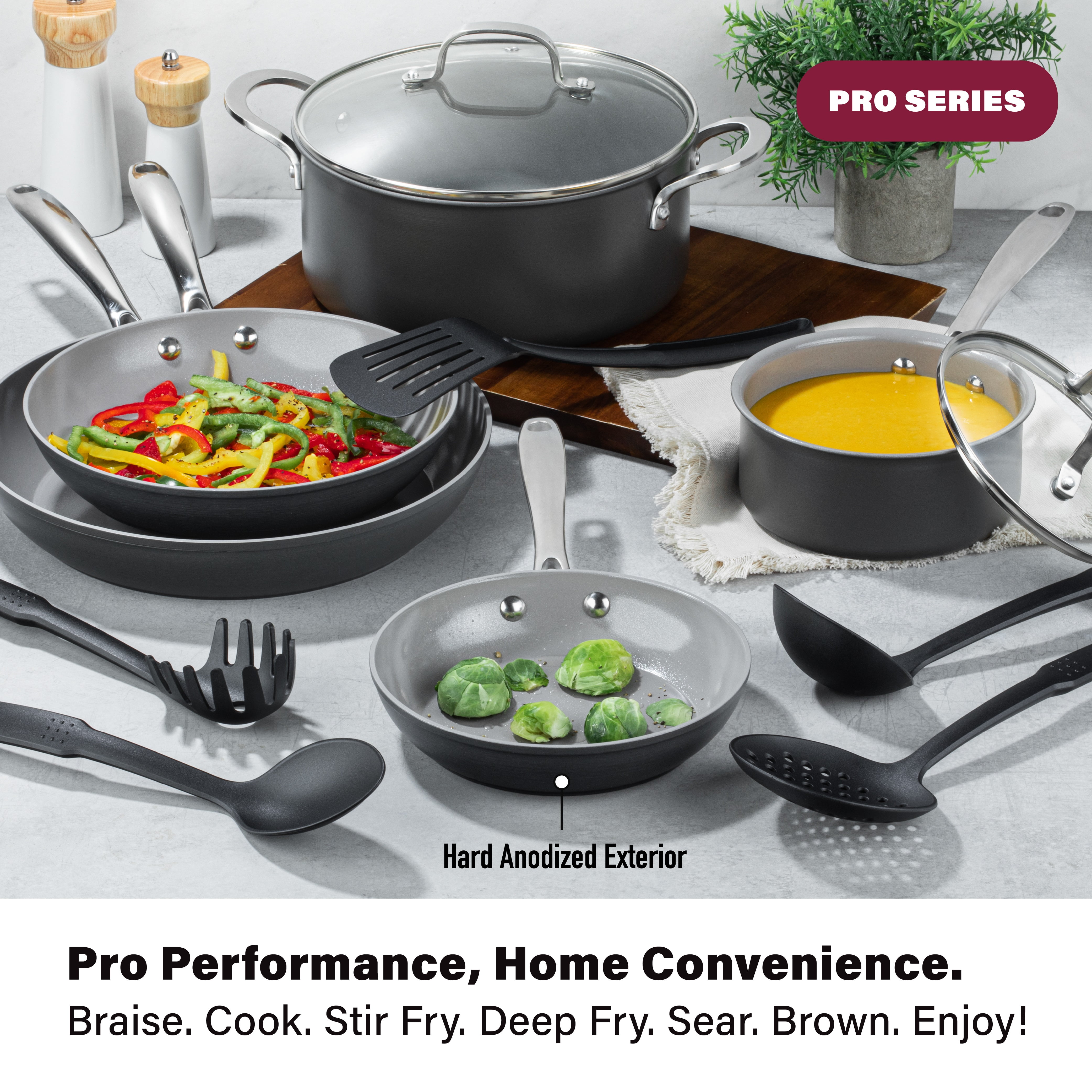 Granitestone Pro 13 Pc Set Pots and Pans Set Non Stick with Utensils, Hard Anodized Ceramic Cookware Set with Skillet, Diamond & Mineral Coating, Oven/Dishwasher Safe, Chalk - Image 9
