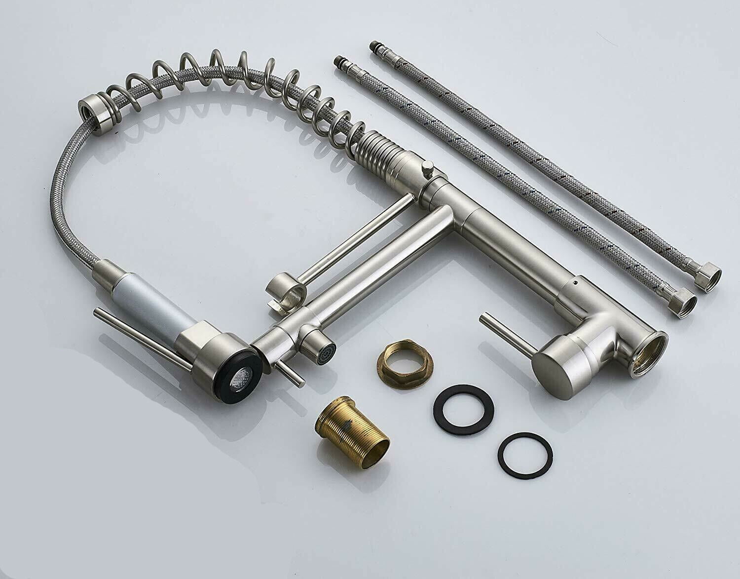 Zovajonia Brushed Nickel LED Pull Down Sprayer Kitchen Sink Faucet Swivel Spout Mixer Tap - Image 5