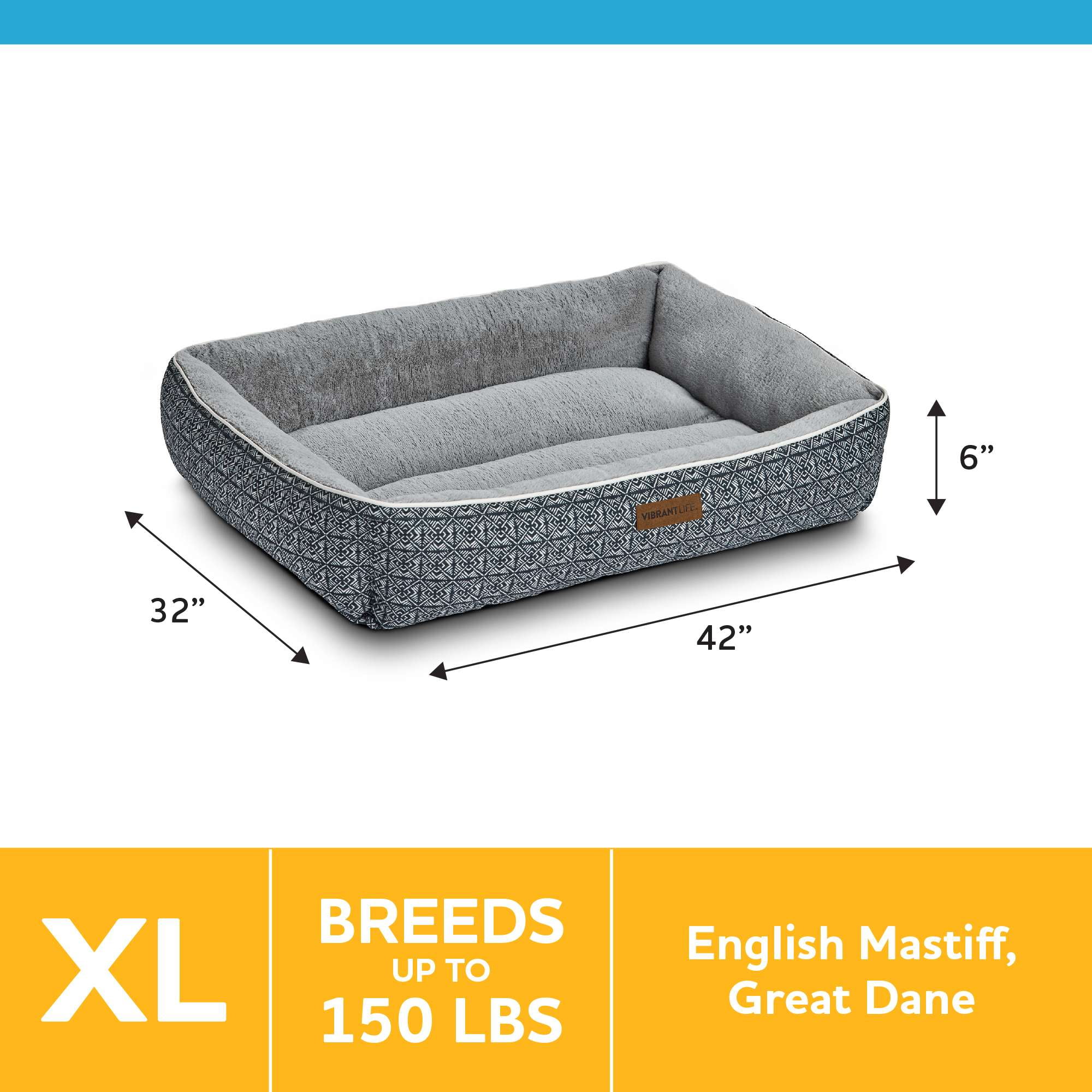 (2 pack) Vibrant Life Extra Large Dog Bed, Bolster Bed for Large Dogs, Extra Large, 42" x 32", Black - Image 4