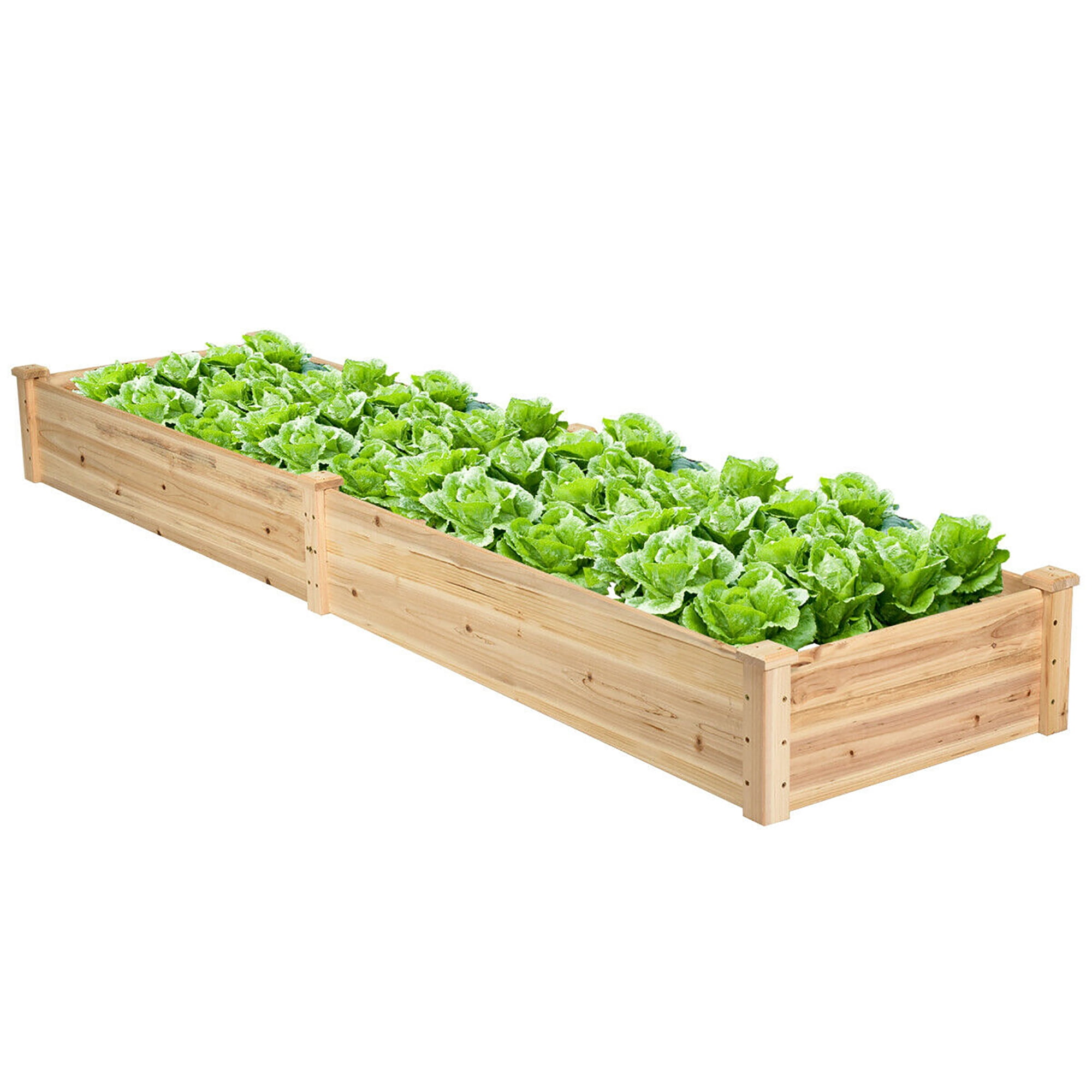 Costway Wooden Vegetable Raised Garden Bed Backyard Patio Grow Flowers Planter with 2 Planting Compartments - Image 12