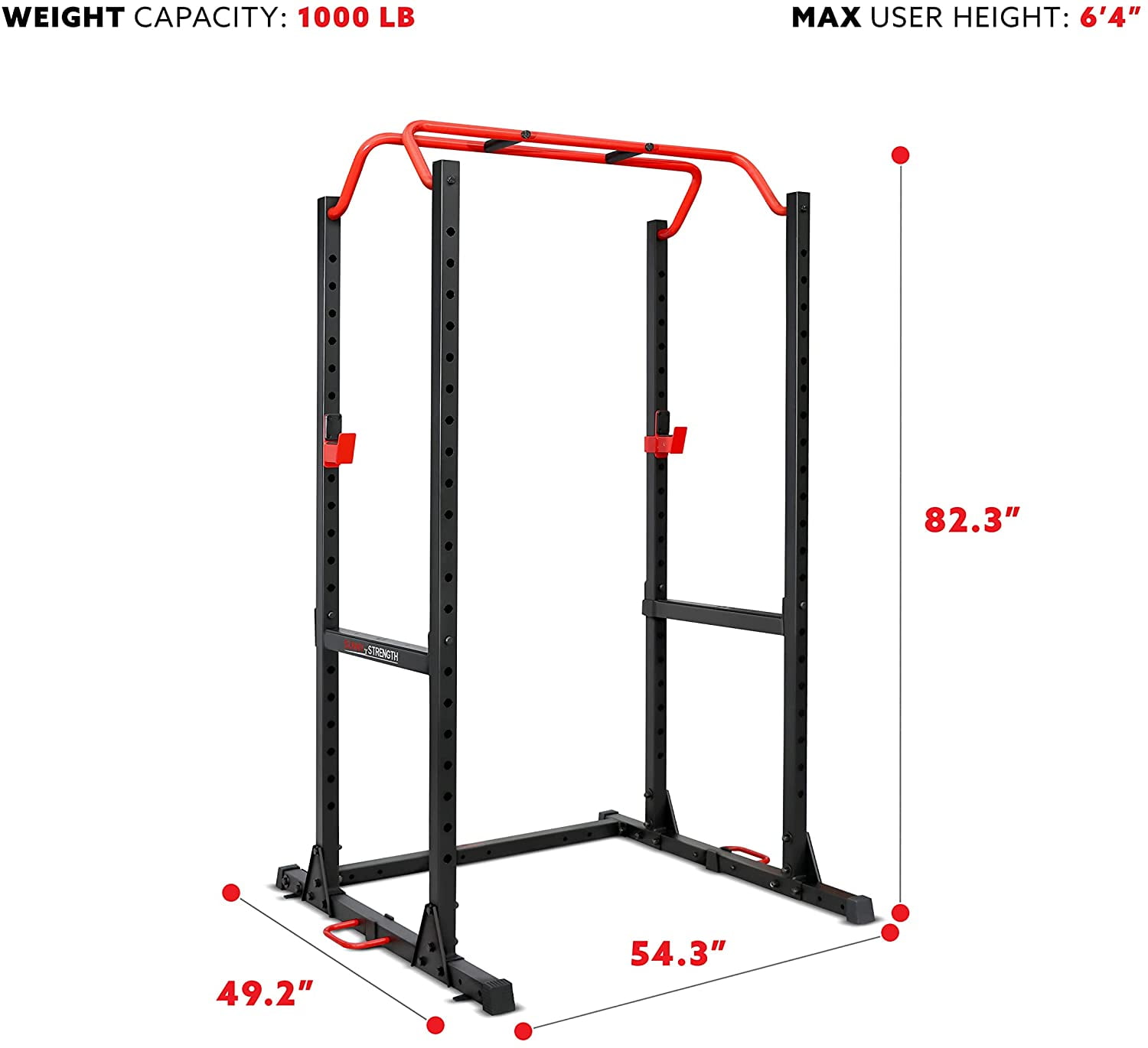 Sunny Health & Fitness 1000LB Capacity Multi-Function Adjustable Weight Cage Power Rack - Image 4