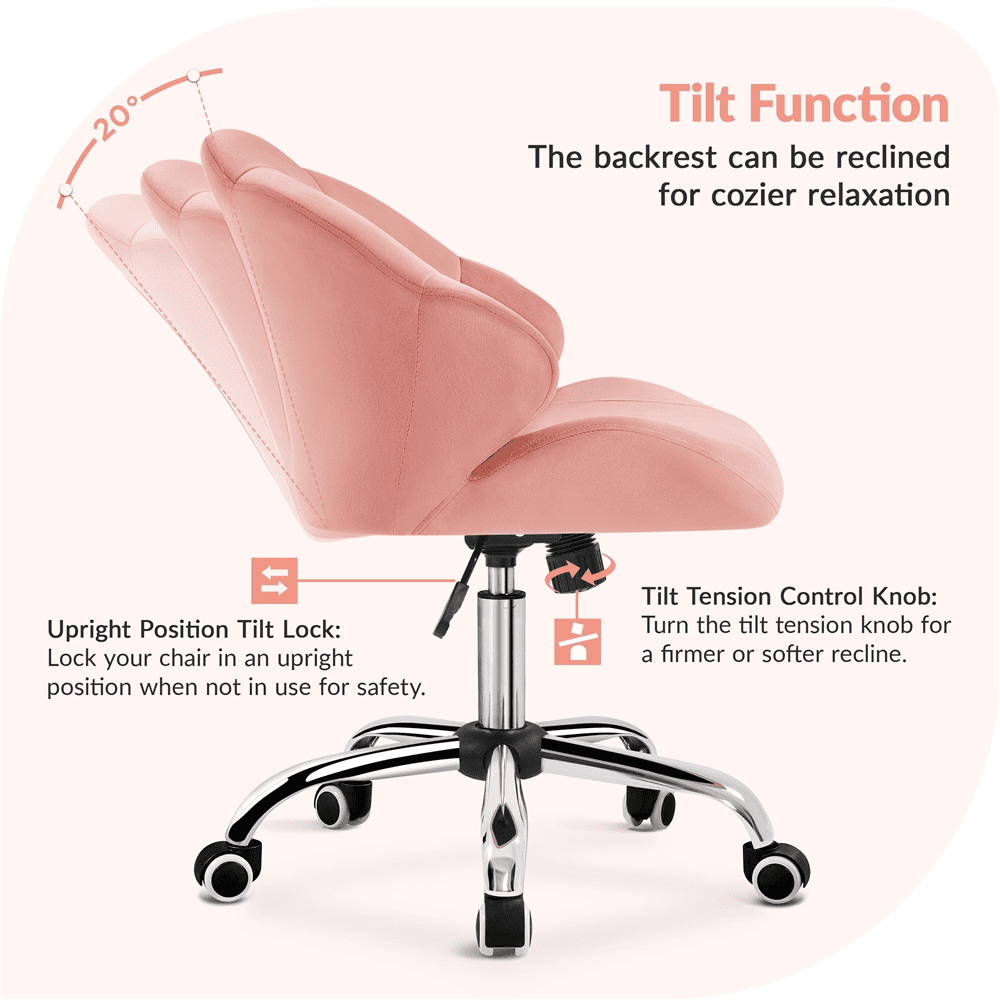 Alden Design Modern Adjustable Desk Chair with Rolling Wheels for Home Office, Pink - Image 3