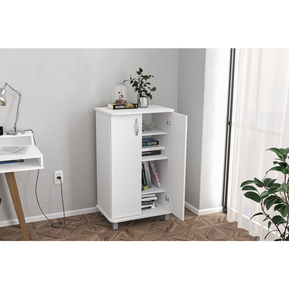 Polifurniture Michigan 40 in. 2 Door Storage Cabinet with 4 Shelves, White - Image 11