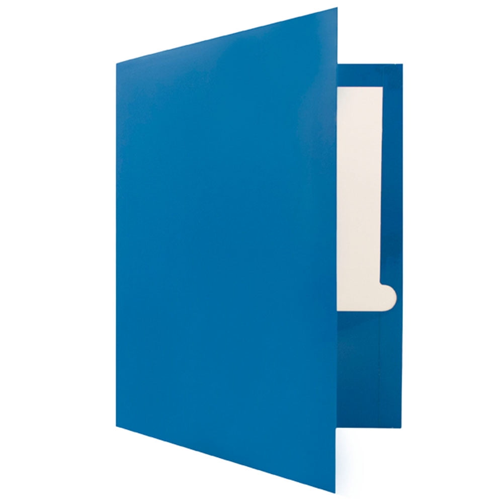 JAM Paper Glossy Two Pocket Presentation Folder, Royal Blue, 100/Pack - Image 2