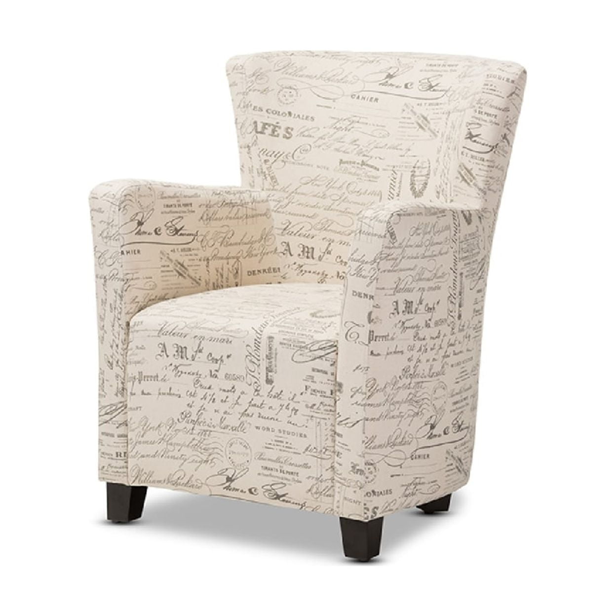 Baxton Studio Benson French Script Patterned Fabric Club Chair and Ottoman Set - Image 4