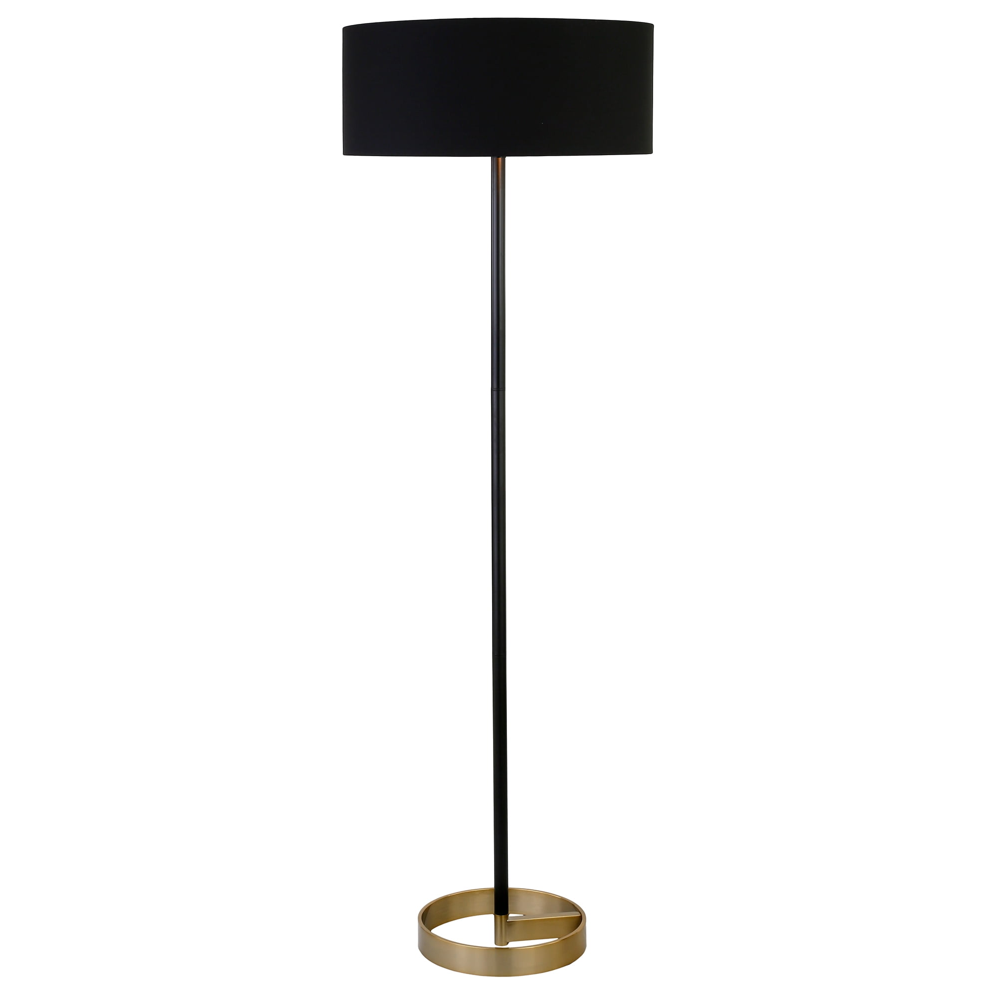 Henn&Hart 20" Matte Black/Brass Metal/Fabric Floor Lamp - Image 2