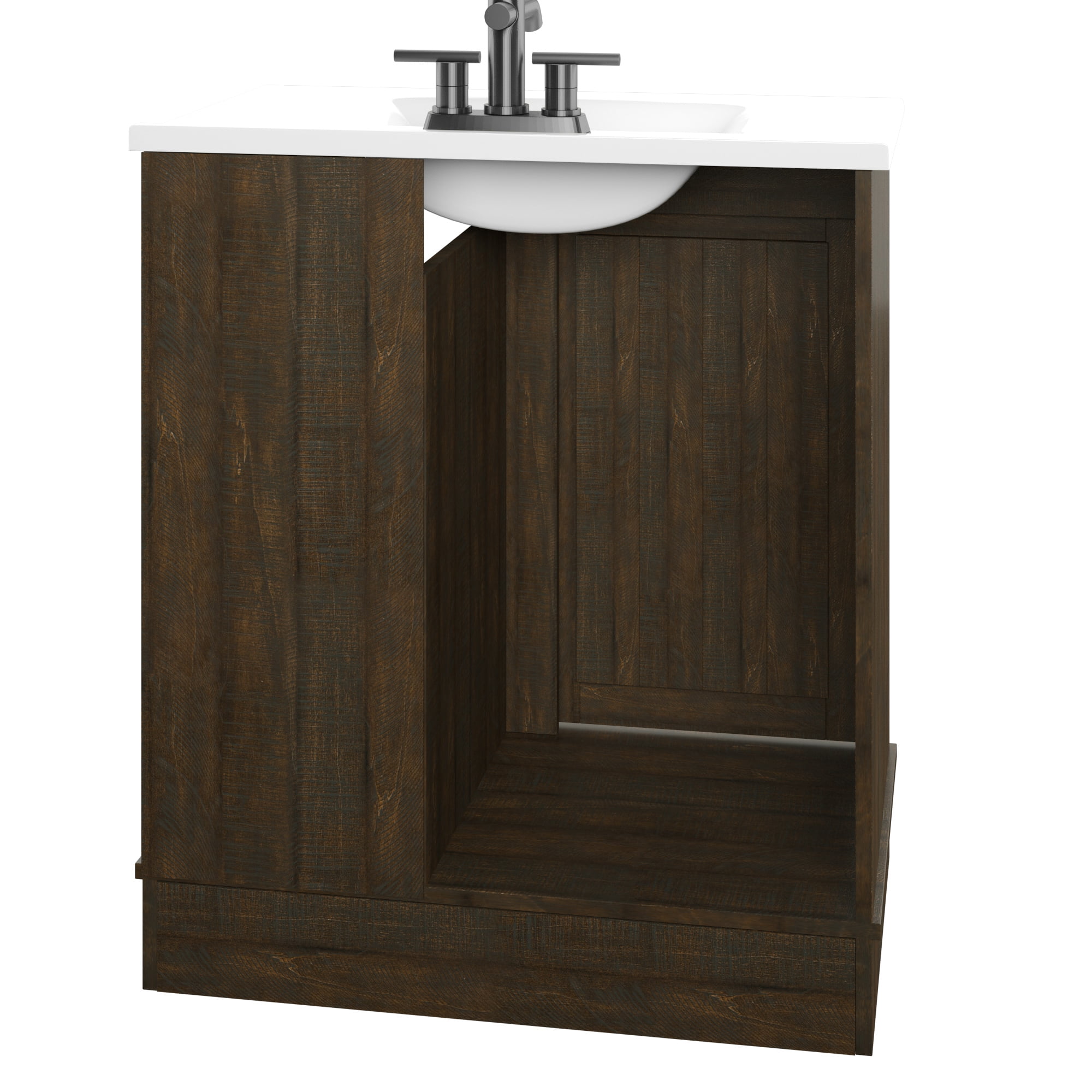 Twin Star Home 30" Sliding Barn Door Single Bathroom Vanity with Woven Baskets - Image 4