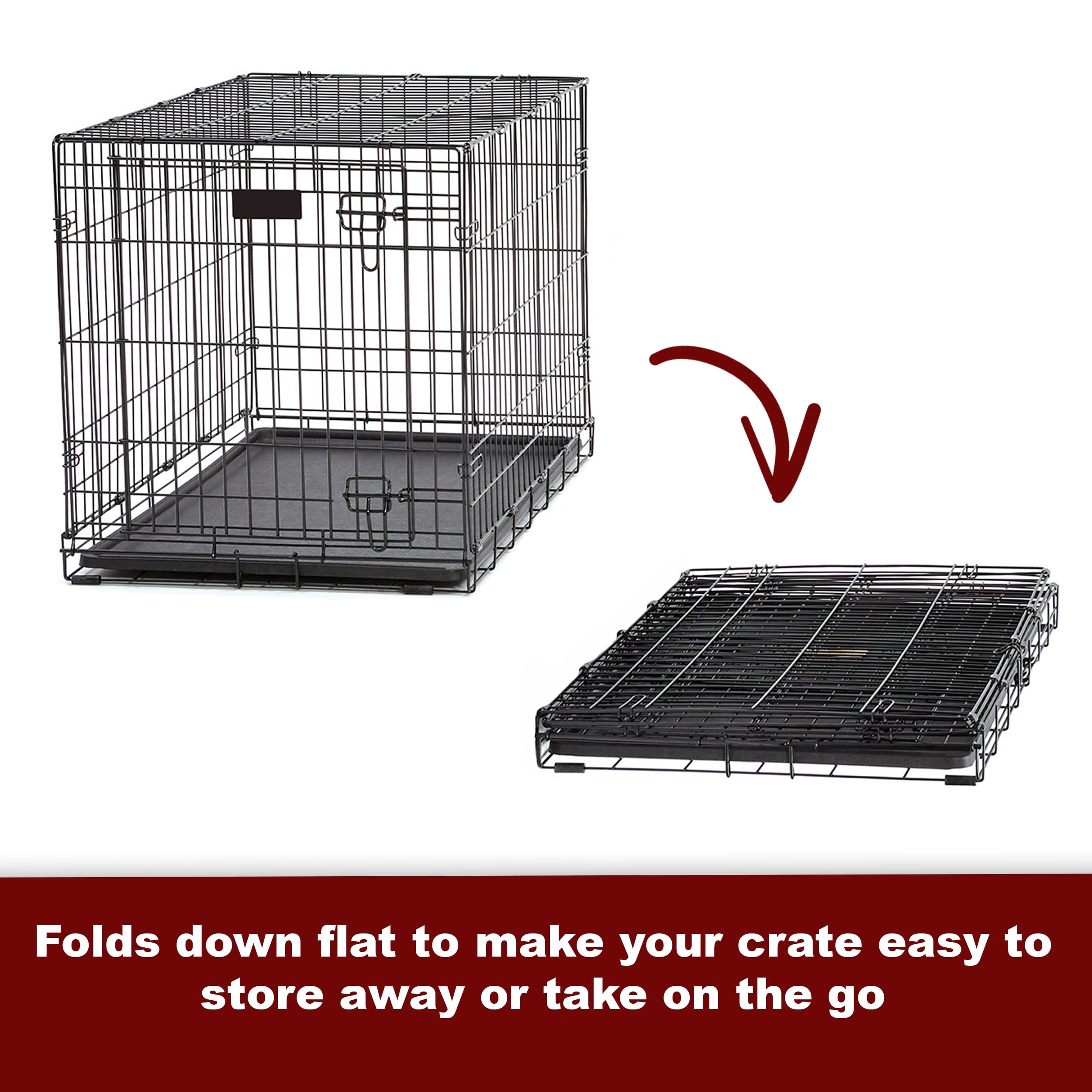 MidWest Homes for Pets Enhanced Double Door iCrate Dog Crate, 35.63L x 21.93W x 24.49H inch, Black - Image 6