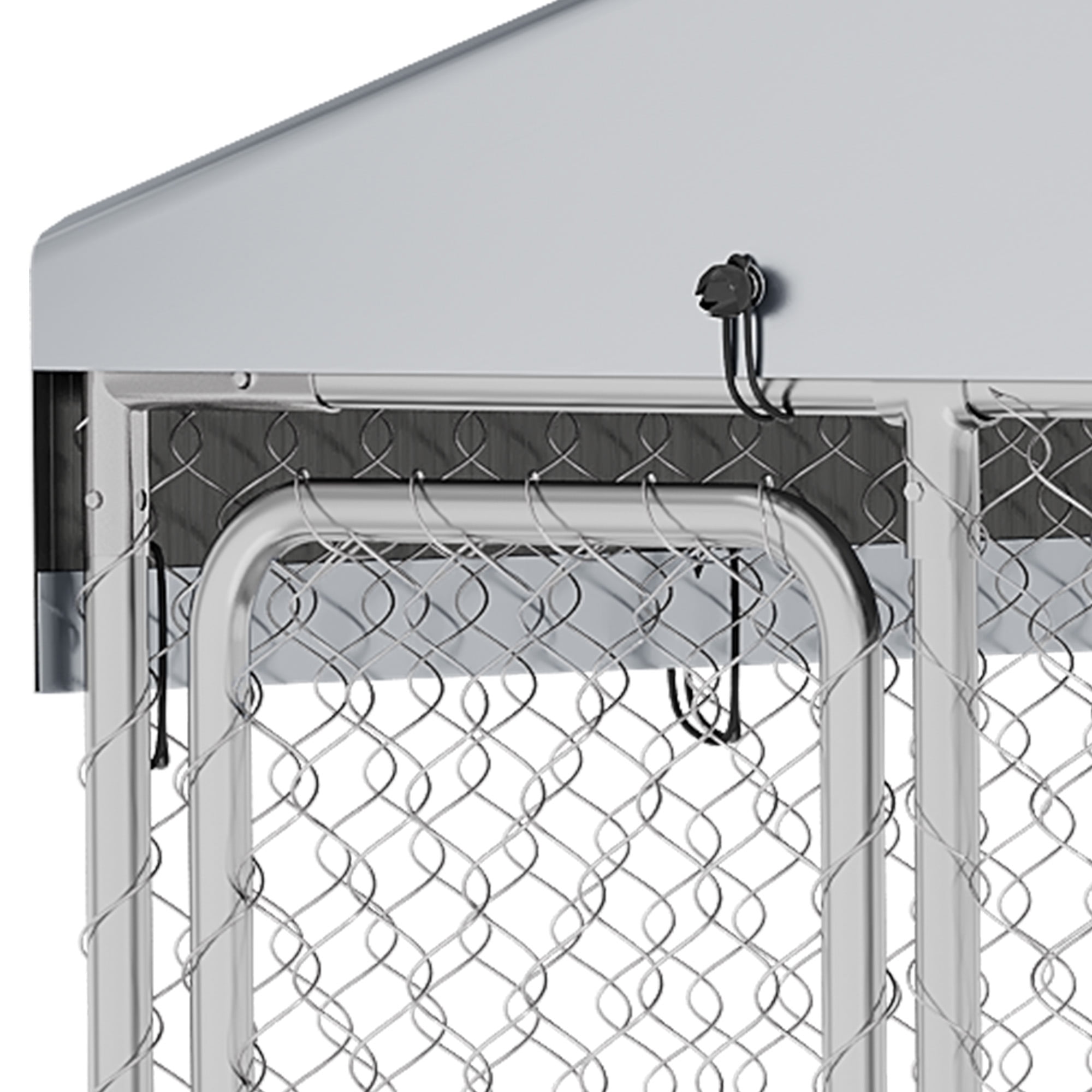 Uforic 10'x10' Large Outdoor Dog Kennel with Rotating Feeder Bowls, Outdoor Dog Enclosure with Roof, Heavy Duty Dog Kennel for Backyard Farm - Image 6